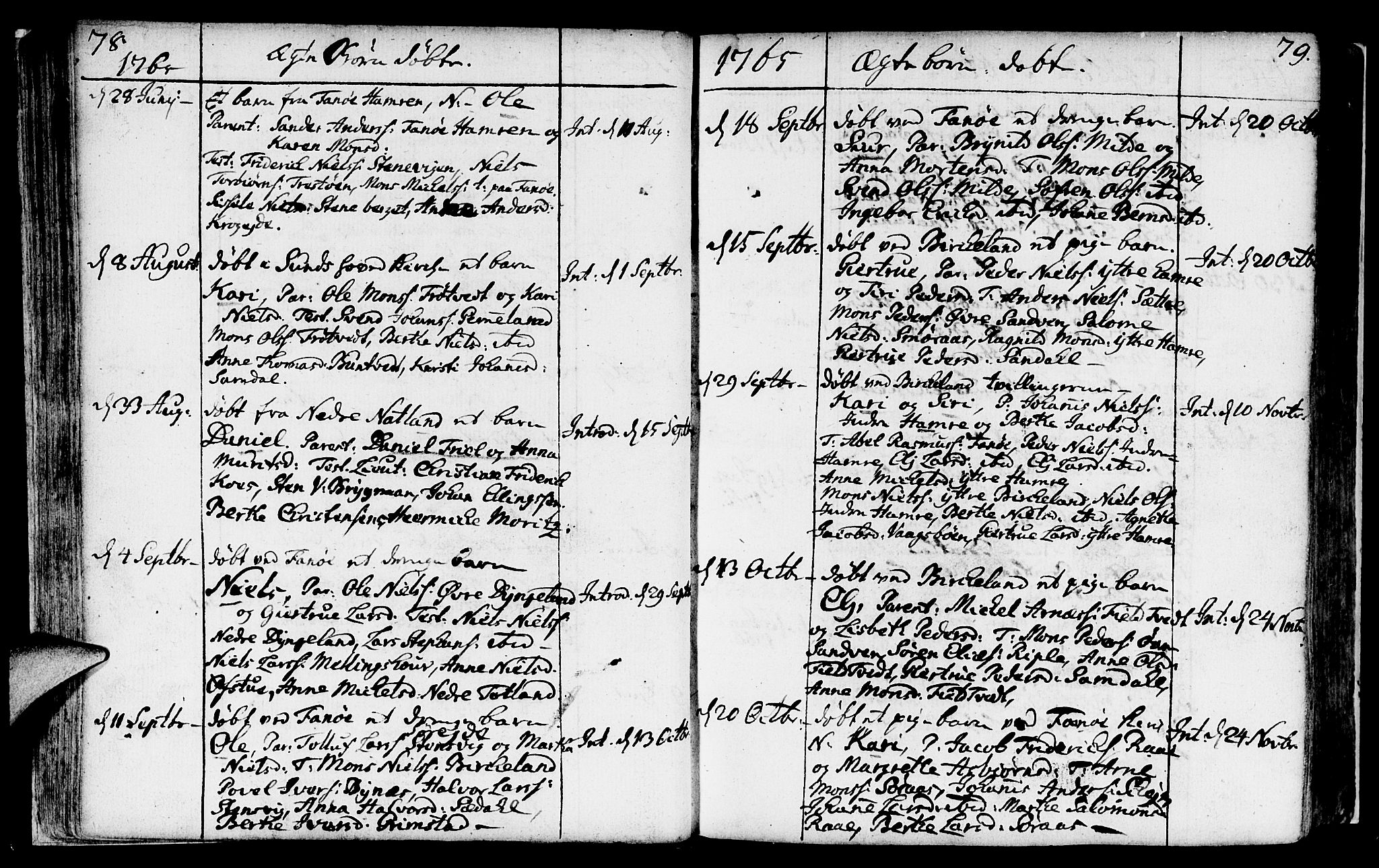 Fana Sokneprestembete, AV/SAB-A-75101/H/Haa/Haaa/L0004: Parish register (official) no. A 4, 1757-1774, p. 78-79