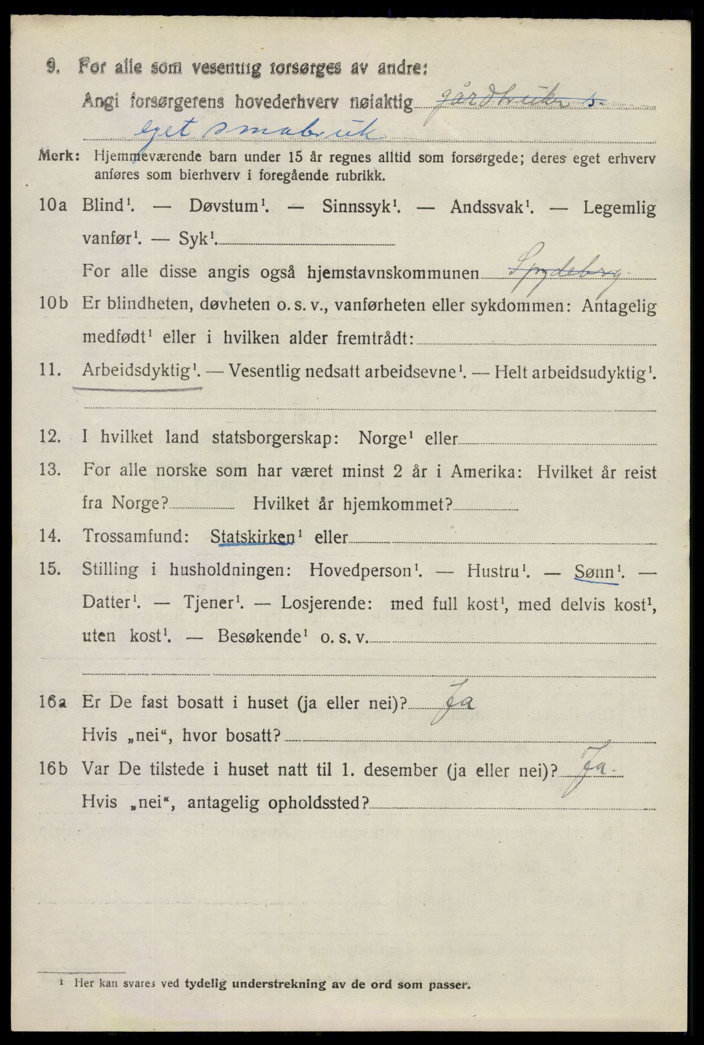 SAO, 1920 census for Spydeberg, 1920, p. 5636