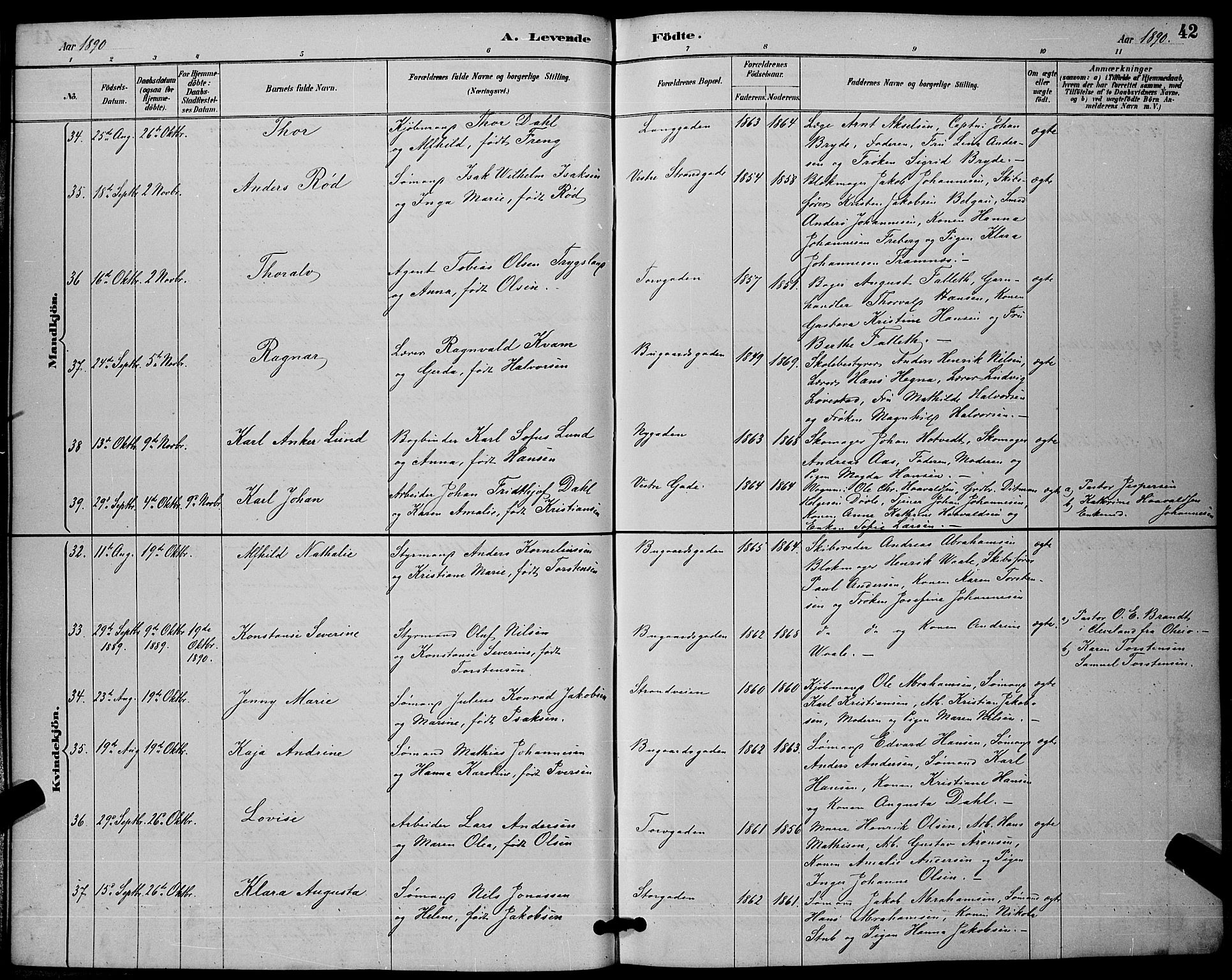 Sandefjord kirkebøker, AV/SAKO-A-315/G/Ga/L0001: Parish register (copy) no. 1, 1885-1903, p. 42
