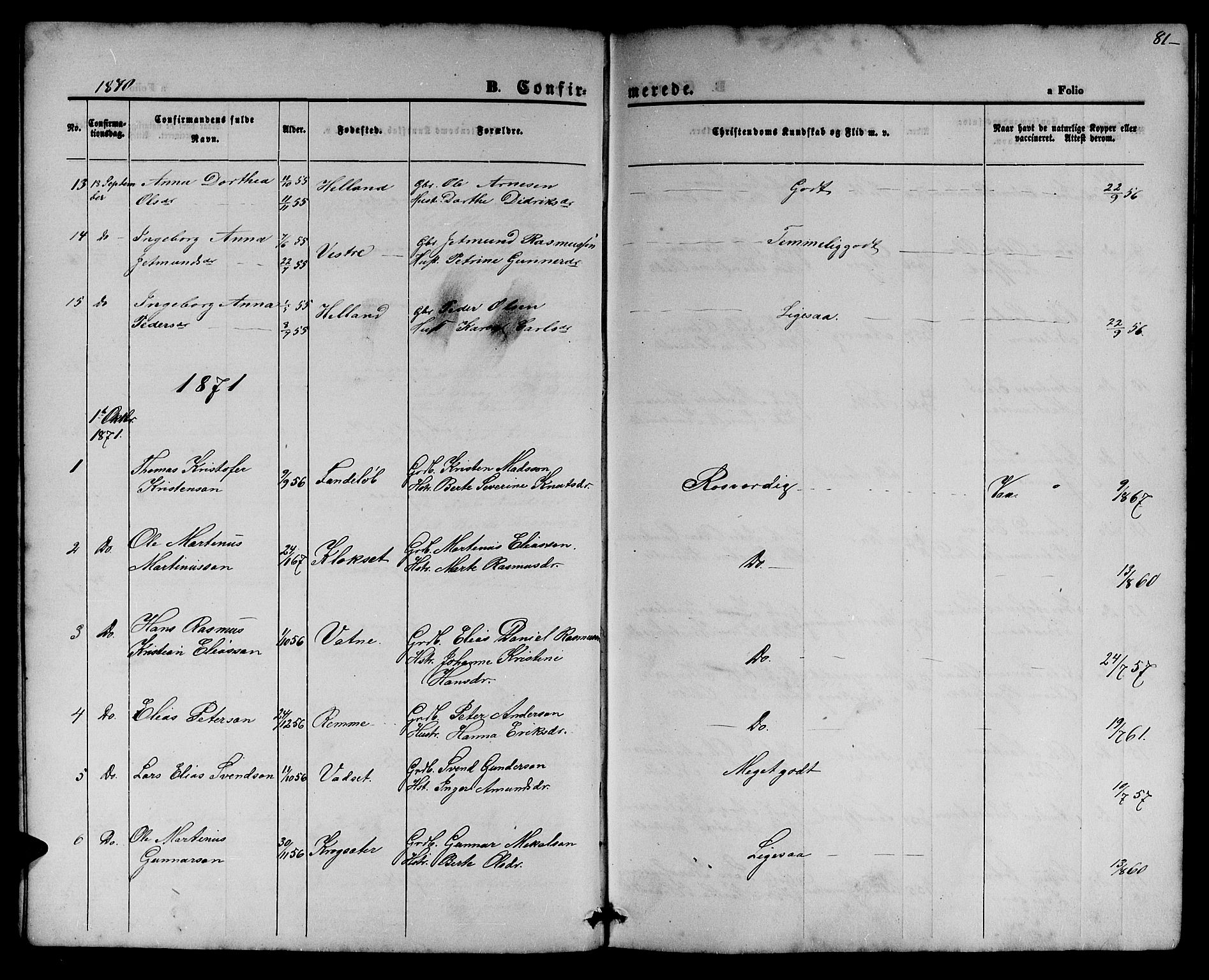 Ministerialprotokoller, klokkerbøker og fødselsregistre - Møre og Romsdal, AV/SAT-A-1454/525/L0375: Parish register (copy) no. 525C01, 1865-1879, p. 81