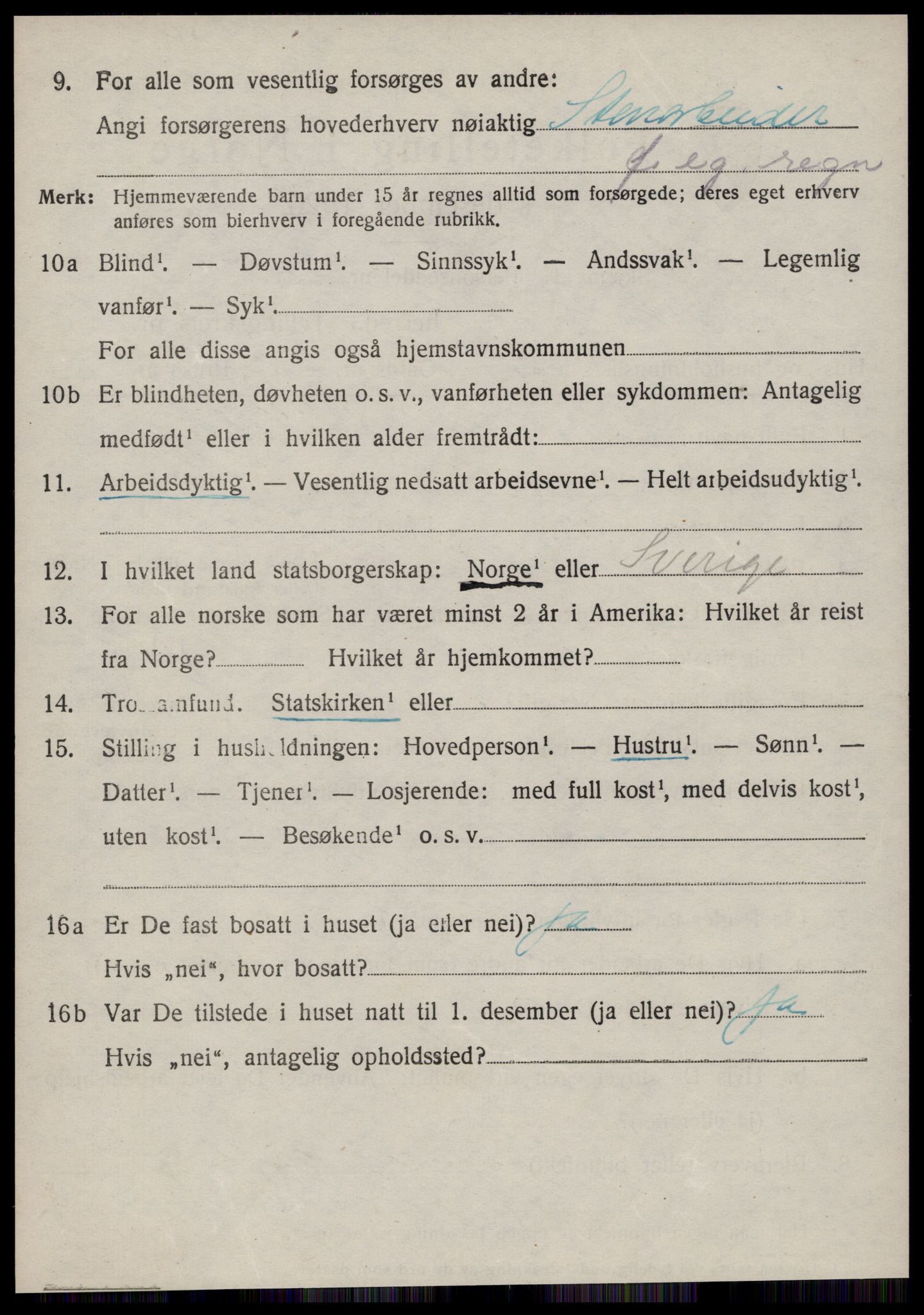 SAT, 1920 census for Vestnes, 1920, p. 3106