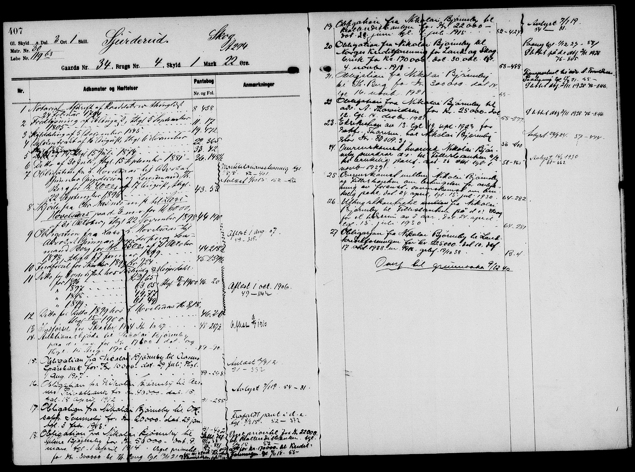 Solør tingrett, AV/SAH-TING-008/H/Ha/Hak/L0002: Mortgage register no. II, 1900-1935, p. 407