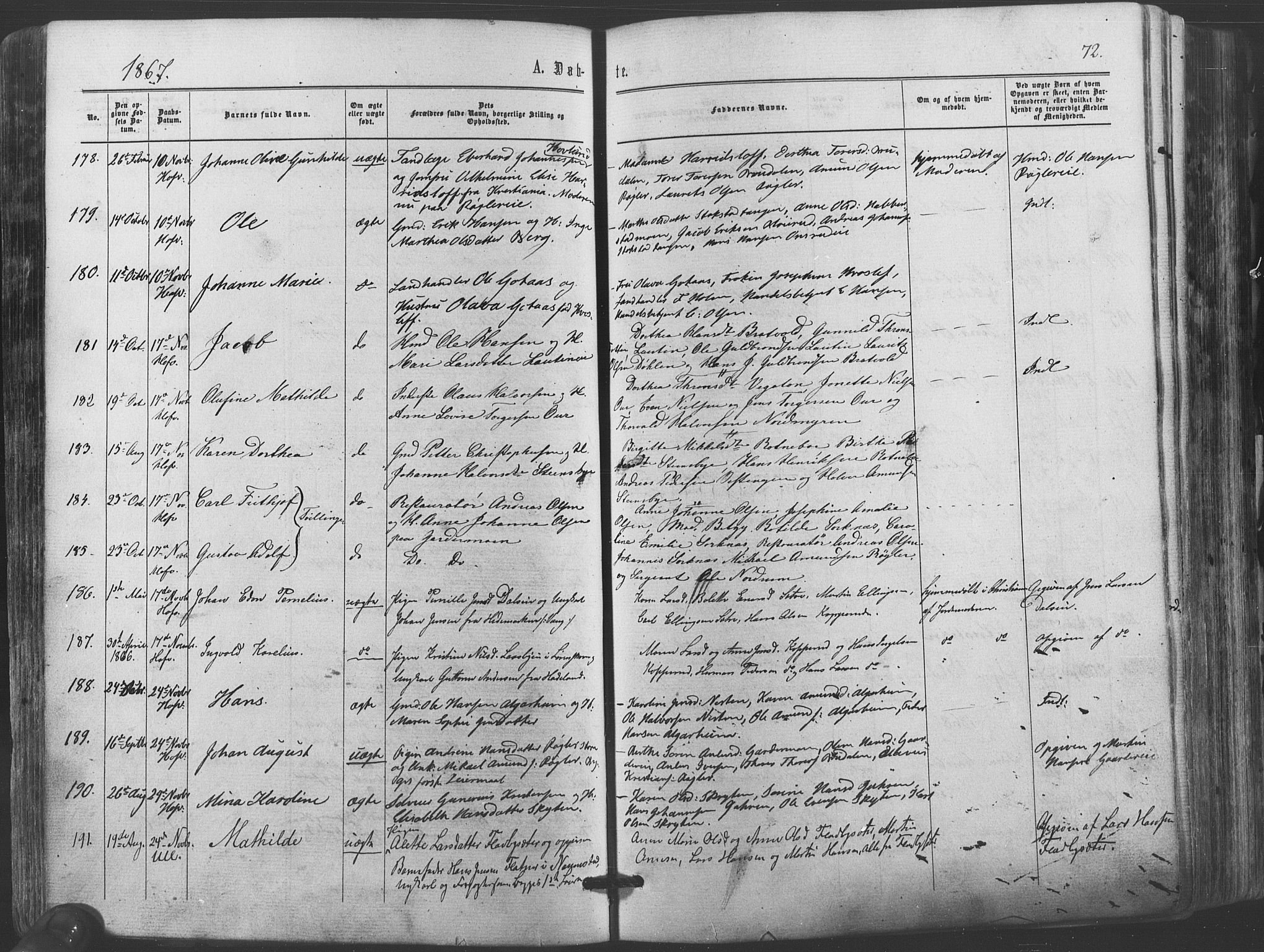 Ullensaker prestekontor Kirkebøker, SAO/A-10236a/F/Fa/L0016: Parish register (official) no. I 16, 1863-1875, p. 72