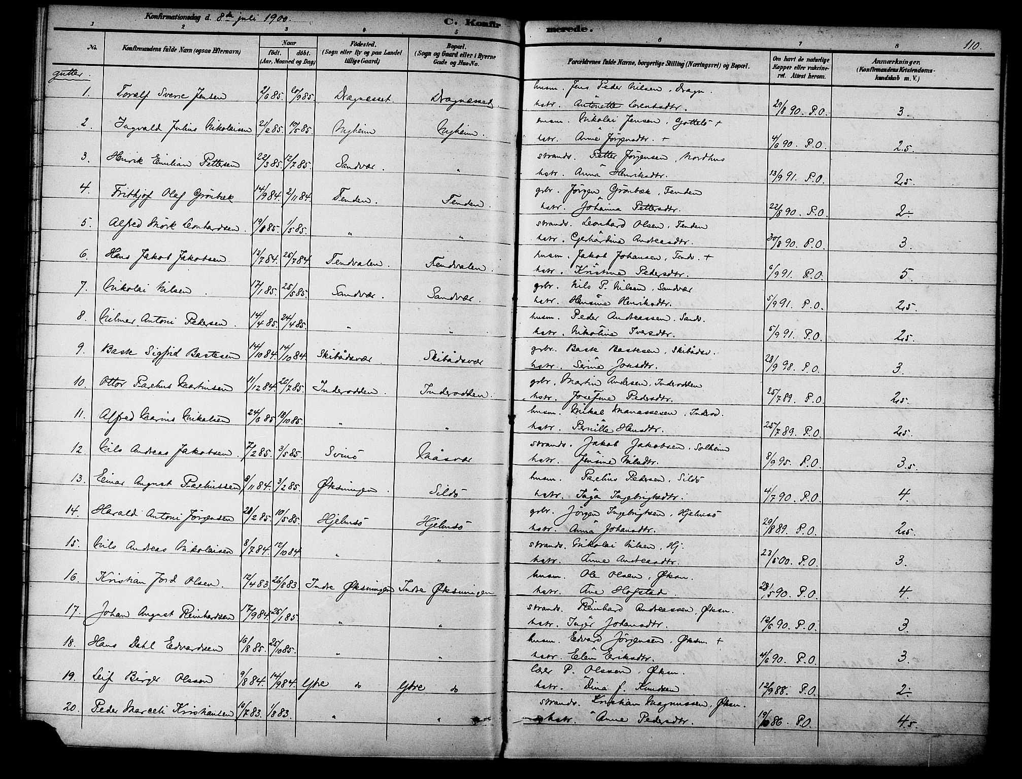 Ministerialprotokoller, klokkerbøker og fødselsregistre - Nordland, SAT/A-1459/834/L0508: Parish register (official) no. 834A06, 1892-1901, p. 110