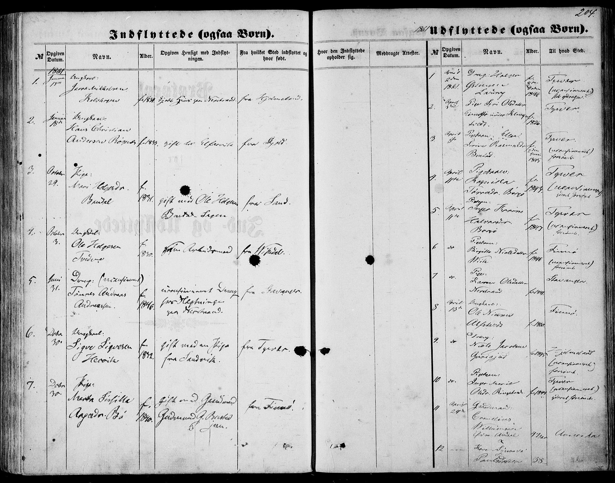 Nedstrand sokneprestkontor, AV/SAST-A-101841/01/IV: Parish register (official) no. A 9, 1861-1876, p. 204