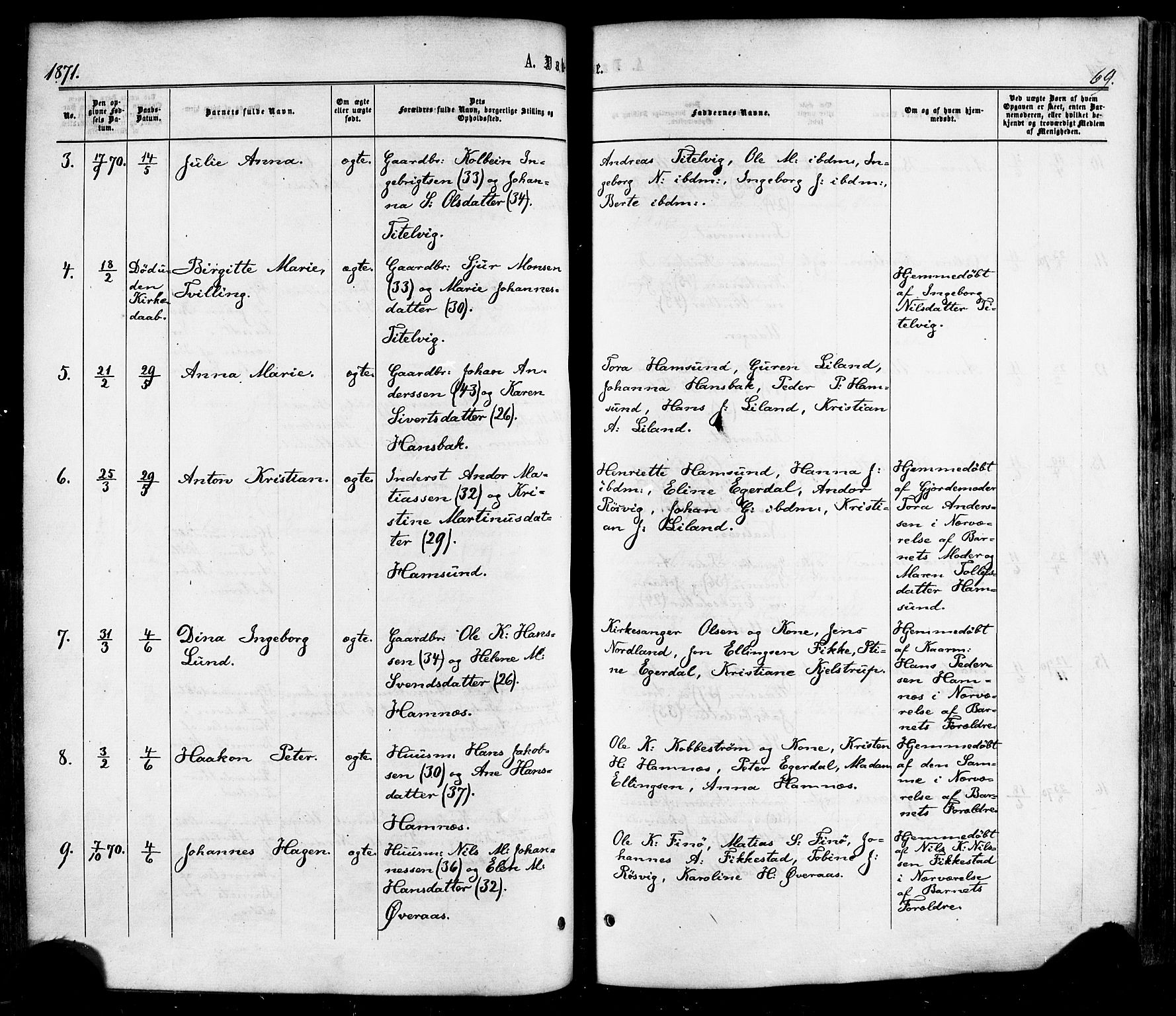 Ministerialprotokoller, klokkerbøker og fødselsregistre - Nordland, SAT/A-1459/859/L0845: Parish register (official) no. 859A05, 1863-1877, p. 69
