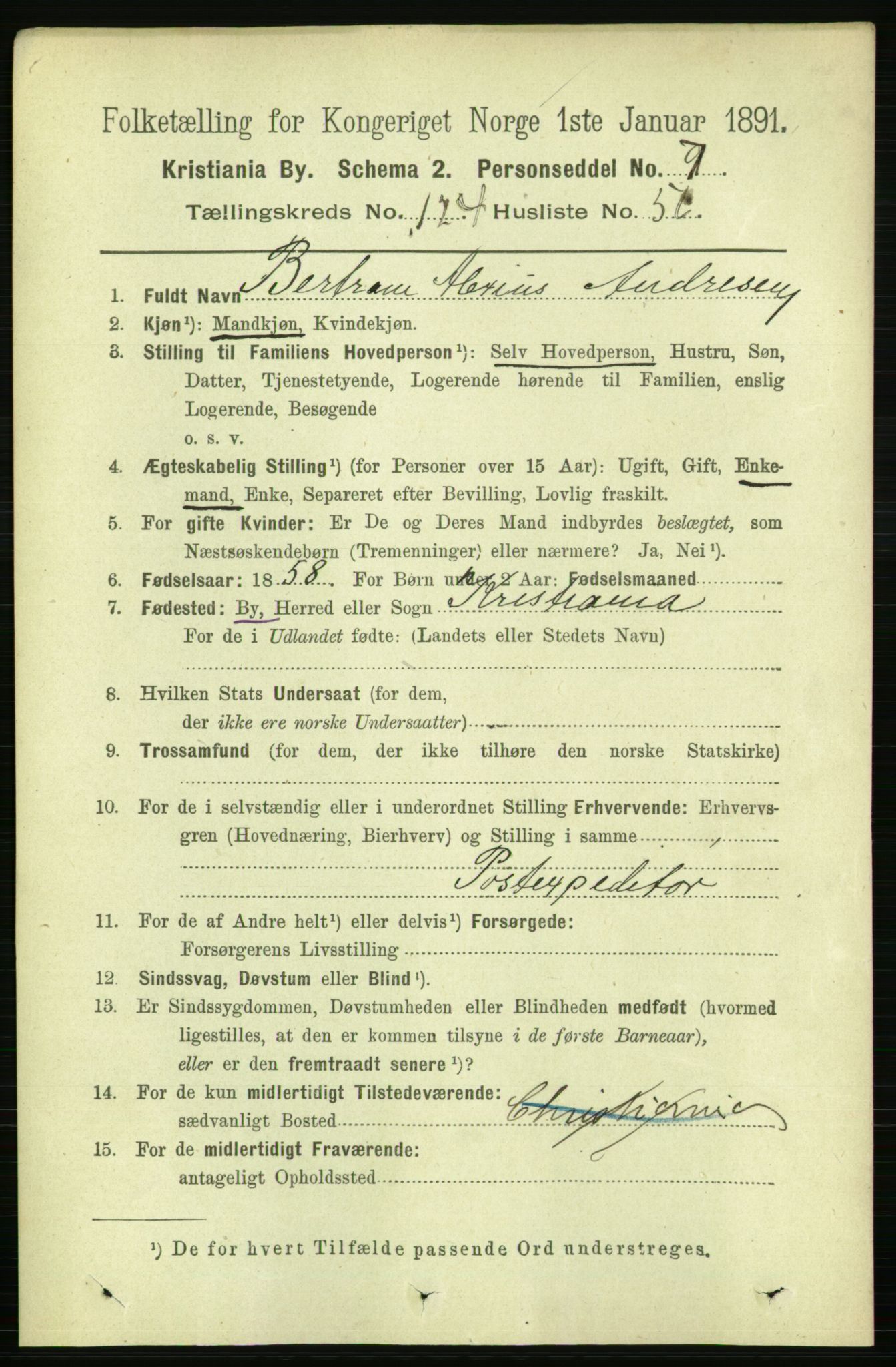 RA, 1891 census for 0301 Kristiania, 1891, p. 66249