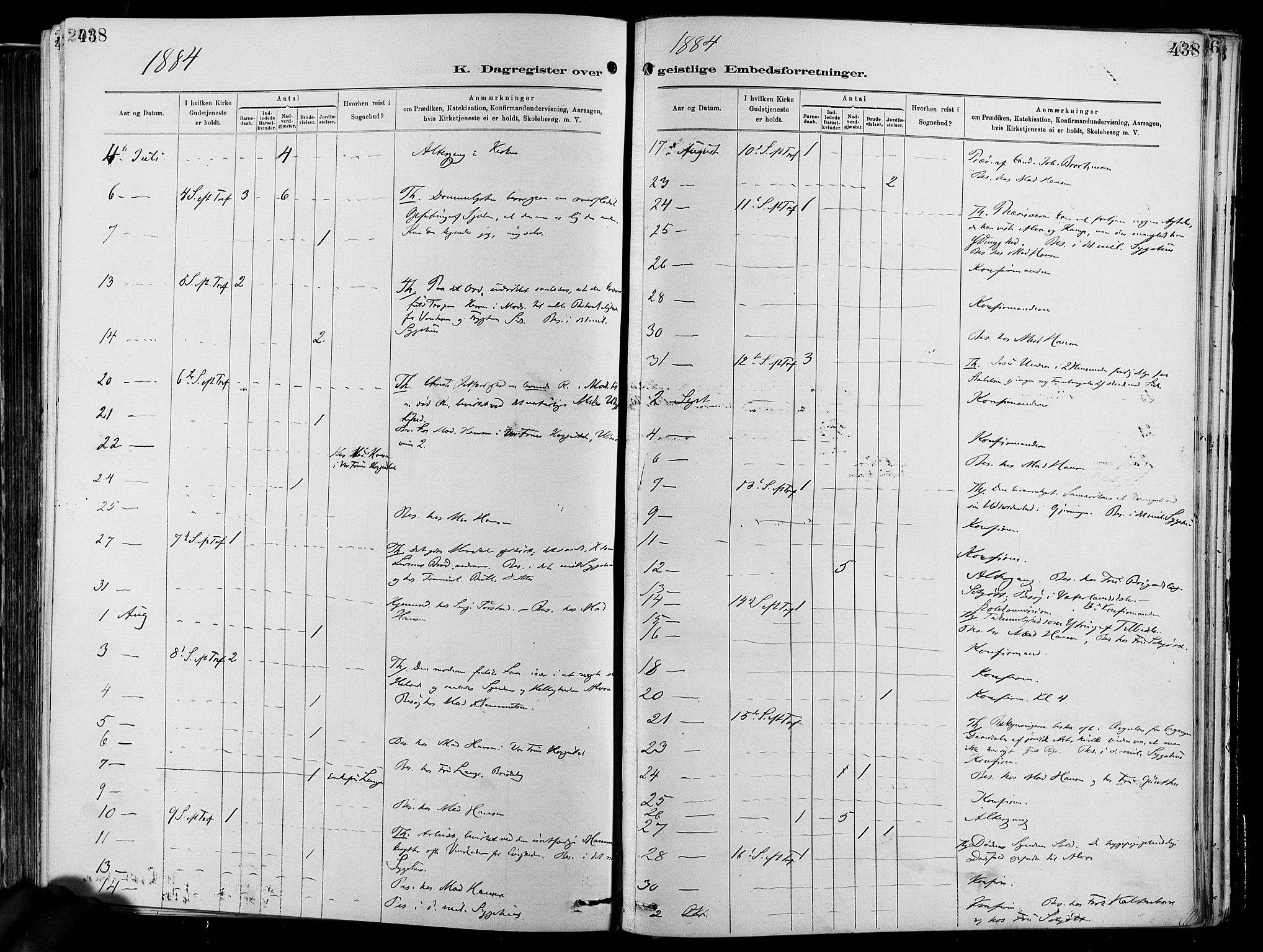 Garnisonsmenigheten Kirkebøker, AV/SAO-A-10846/F/Fa/L0012: Parish register (official) no. 12, 1880-1893, p. 438