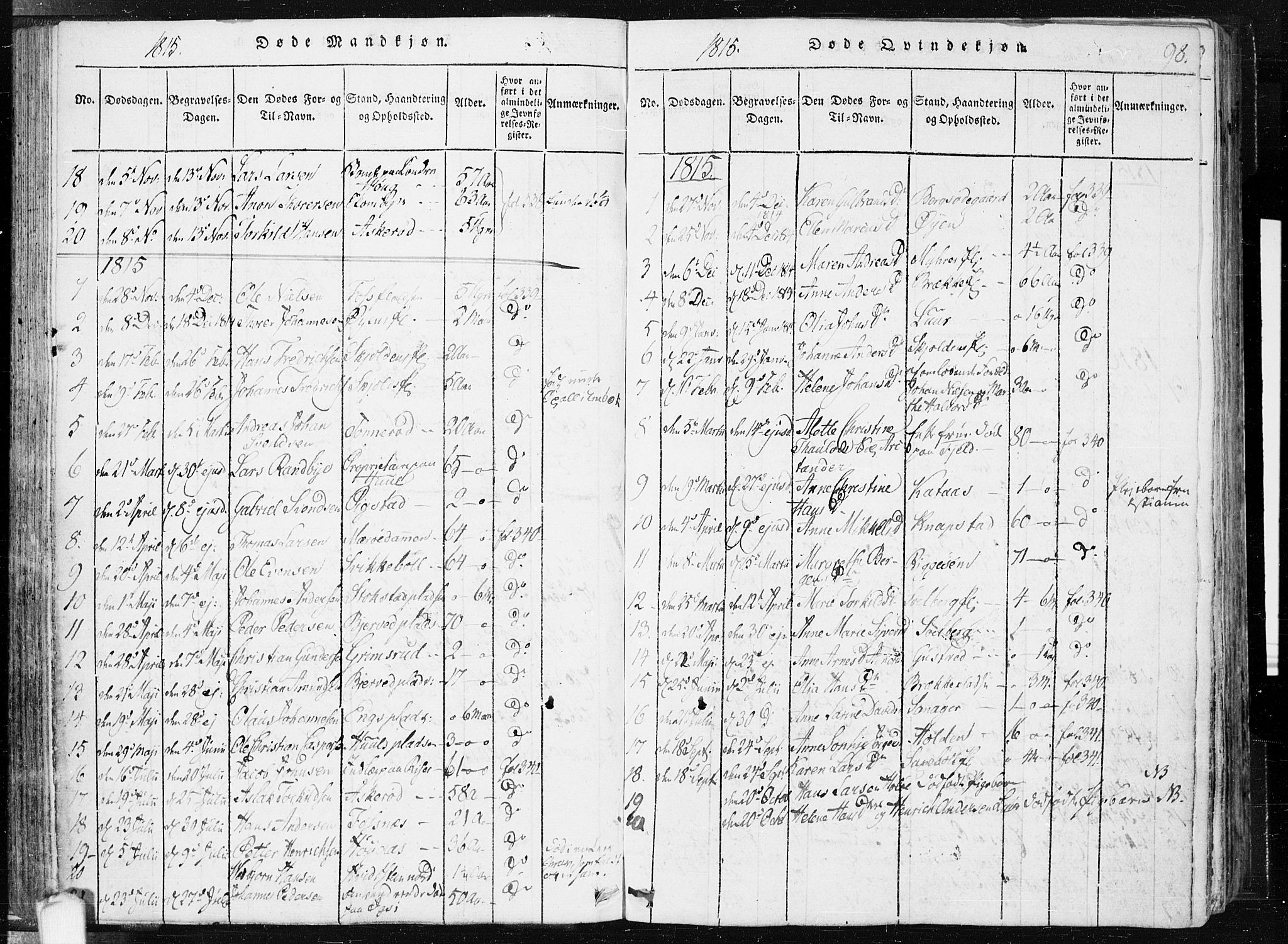 Hobøl prestekontor Kirkebøker, AV/SAO-A-2002/F/Fa/L0002: Parish register (official) no. I 2, 1814-1841, p. 98