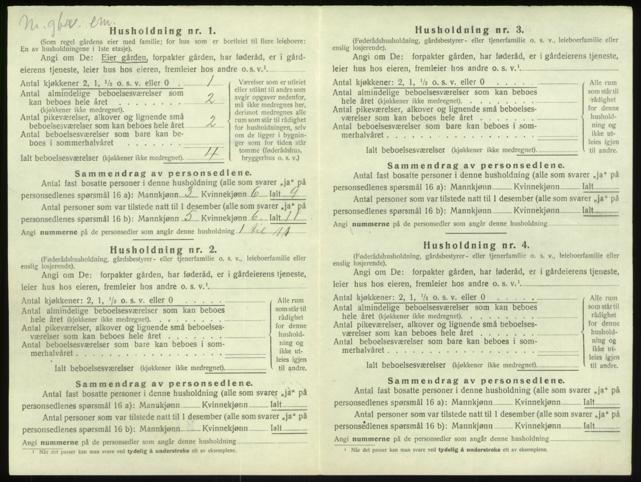 SAB, 1920 census for Vik, 1920, p. 1039