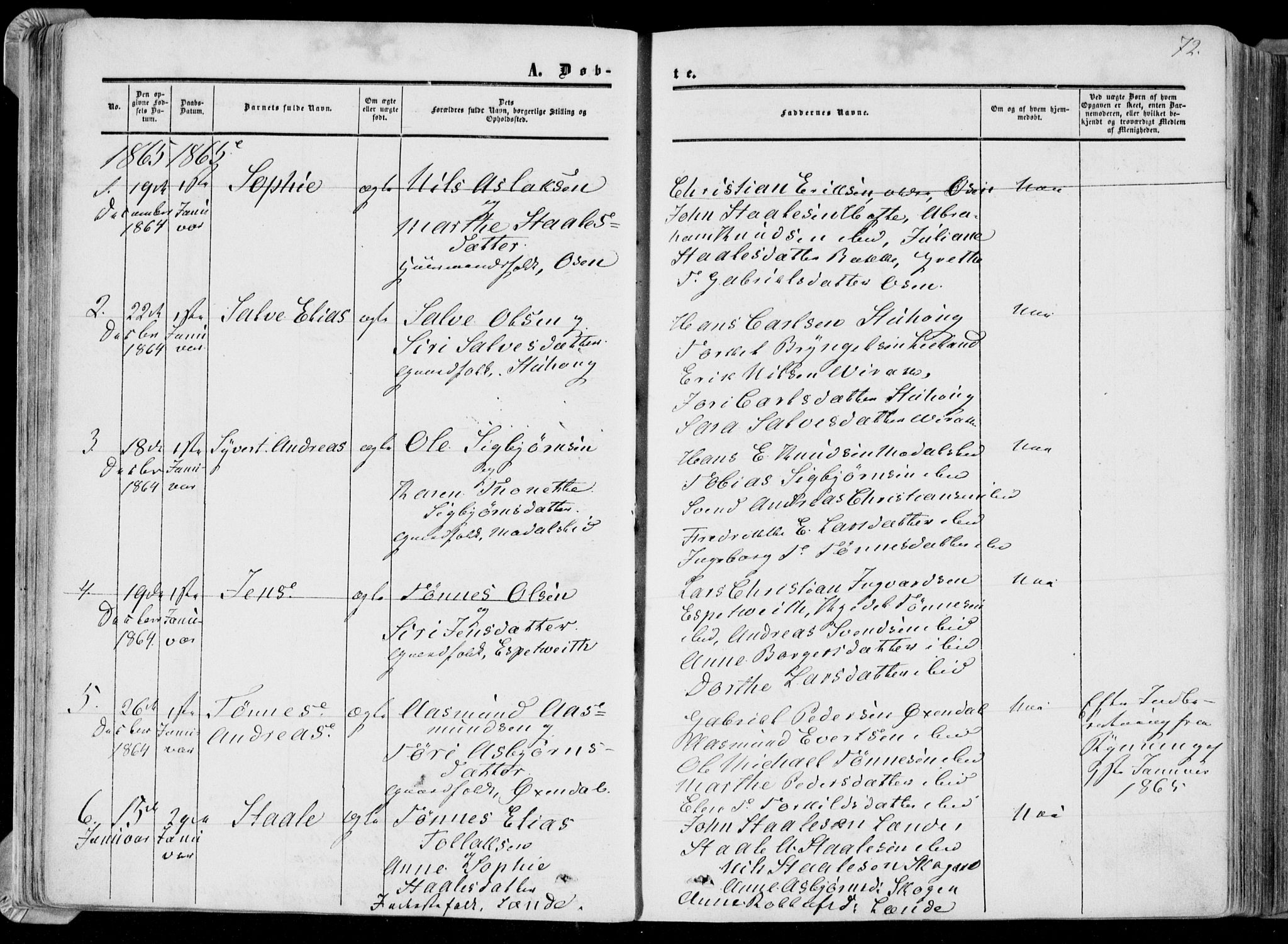 Bakke sokneprestkontor, SAK/1111-0002/F/Fa/Faa/L0006: Parish register (official) no. A 6, 1855-1877, p. 72