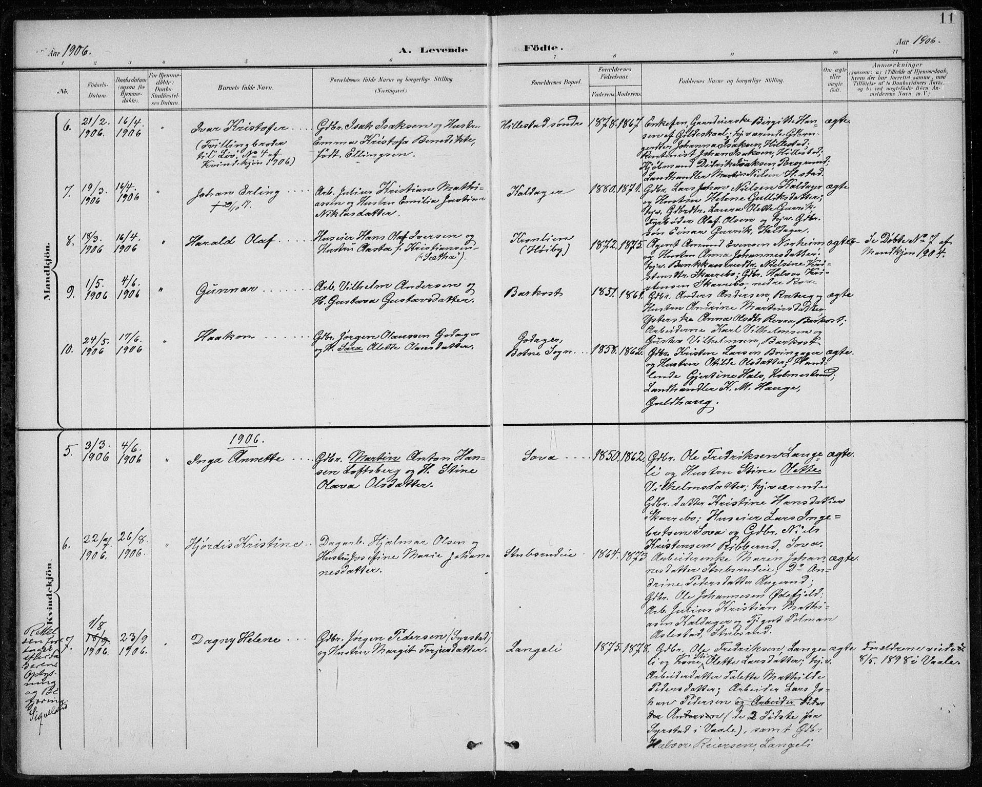 Botne kirkebøker, SAKO/A-340/F/Fb/L0002: Parish register (official) no. II 2, 1902-1915, p. 11