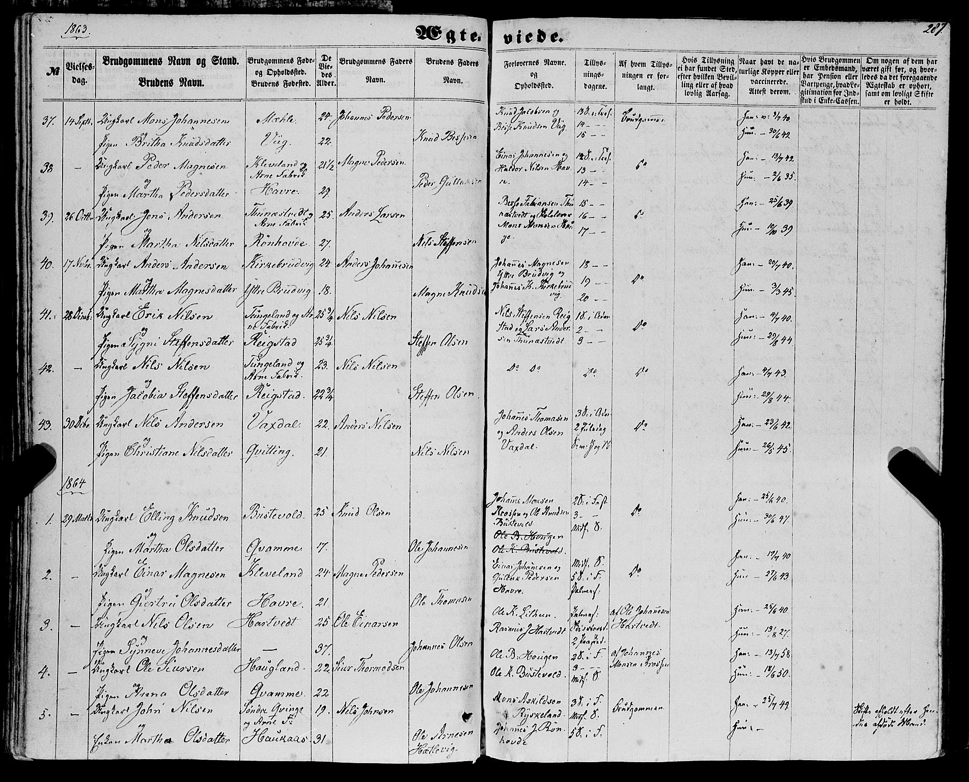 Haus sokneprestembete, SAB/A-75601/H/Haa: Parish register (official) no. A 17, 1858-1870, p. 287
