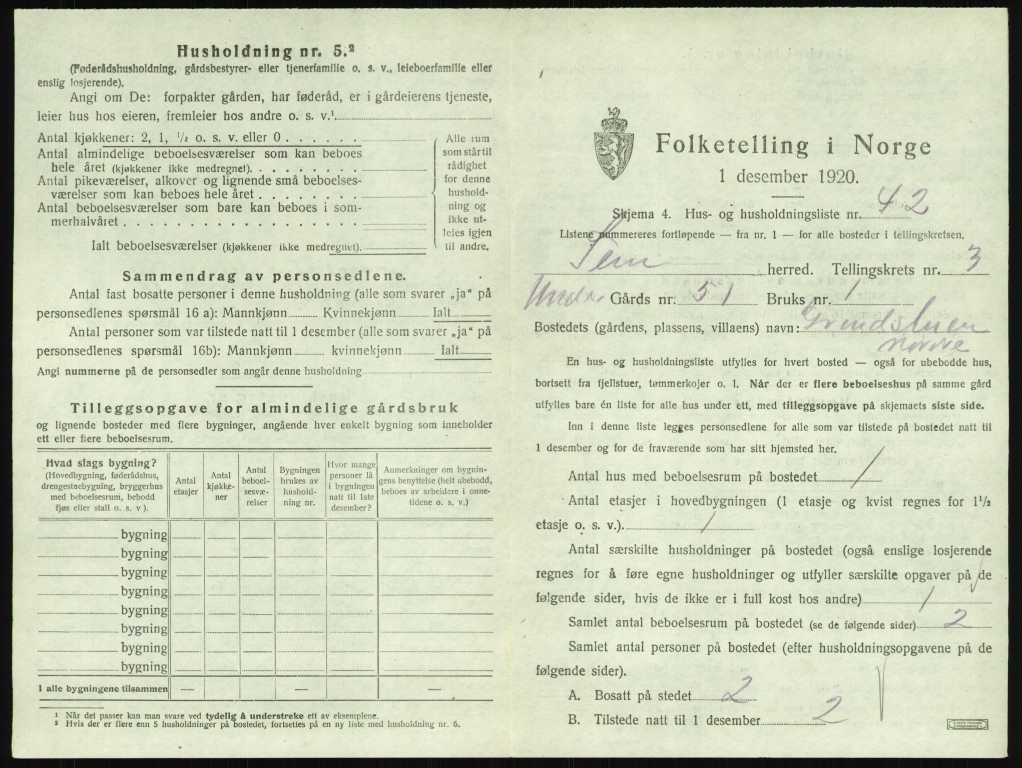 SAKO, 1920 census for Sem, 1920, p. 718