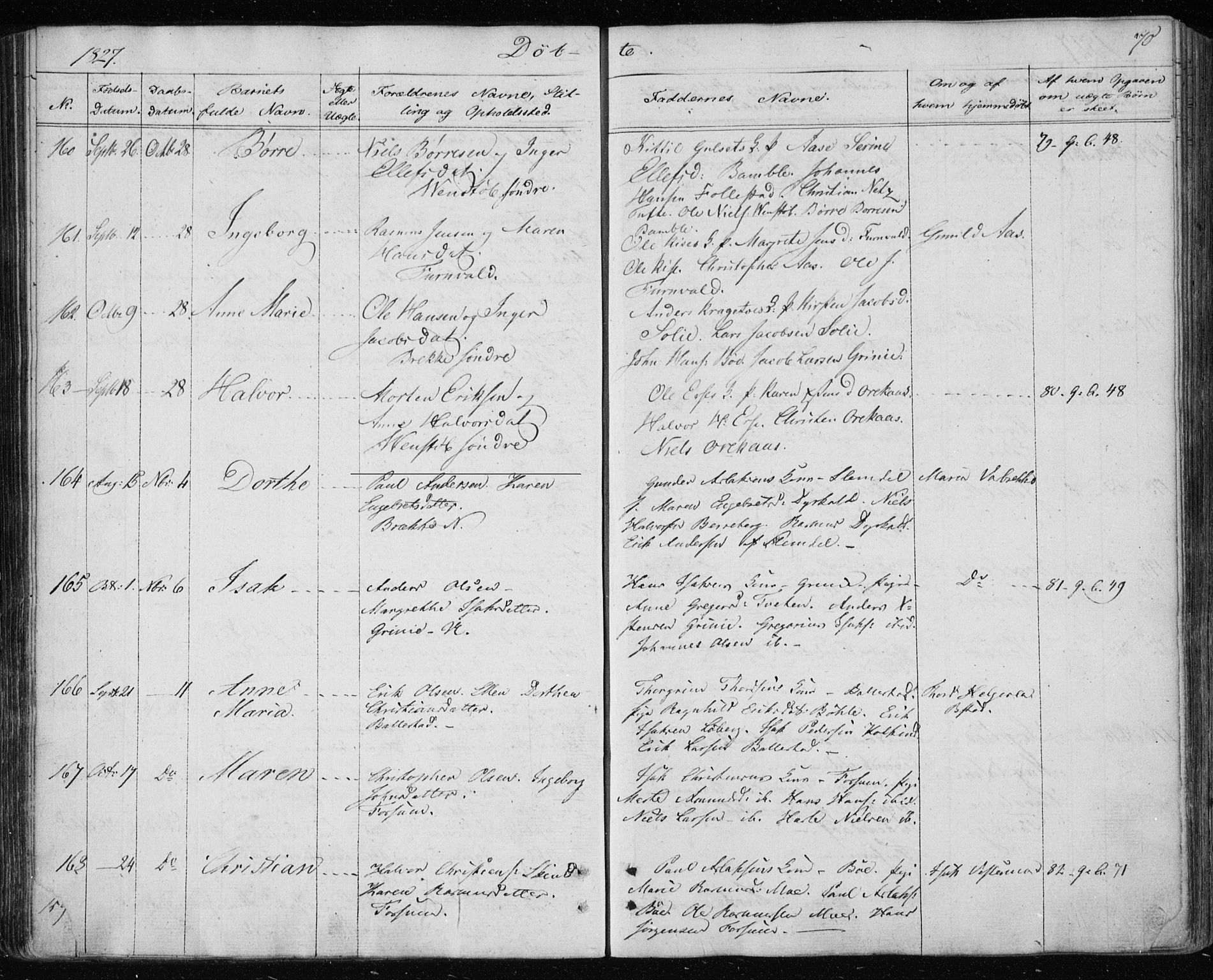 Gjerpen kirkebøker, SAKO/A-265/F/Fa/L0005: Parish register (official) no. I 5, 1823-1829, p. 70