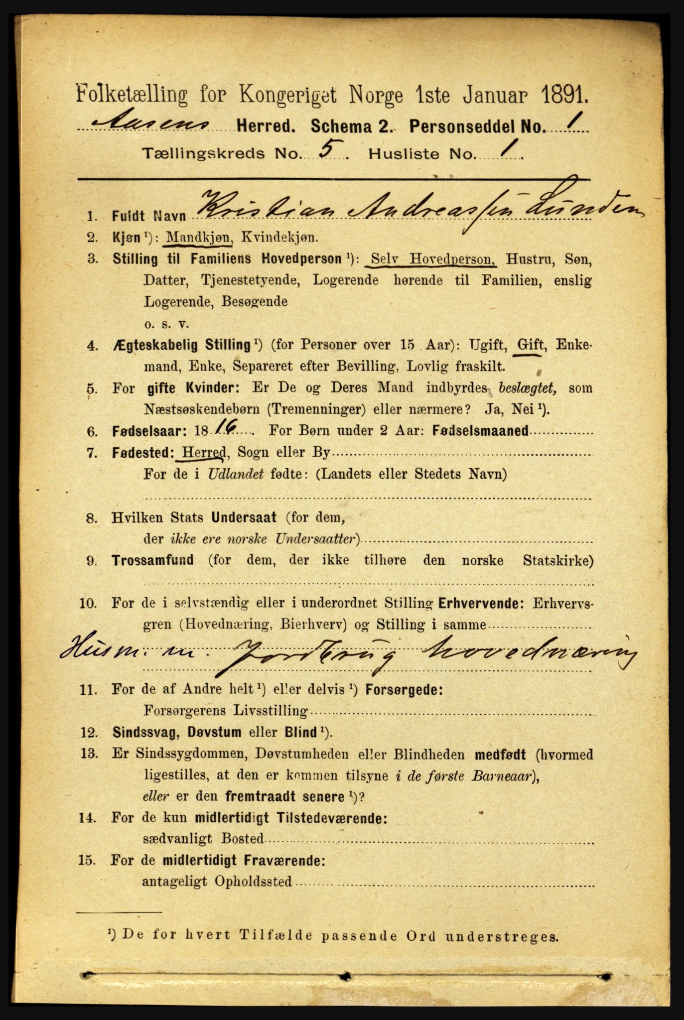 RA, 1891 census for 1716 Åsen, 1891, p. 1940