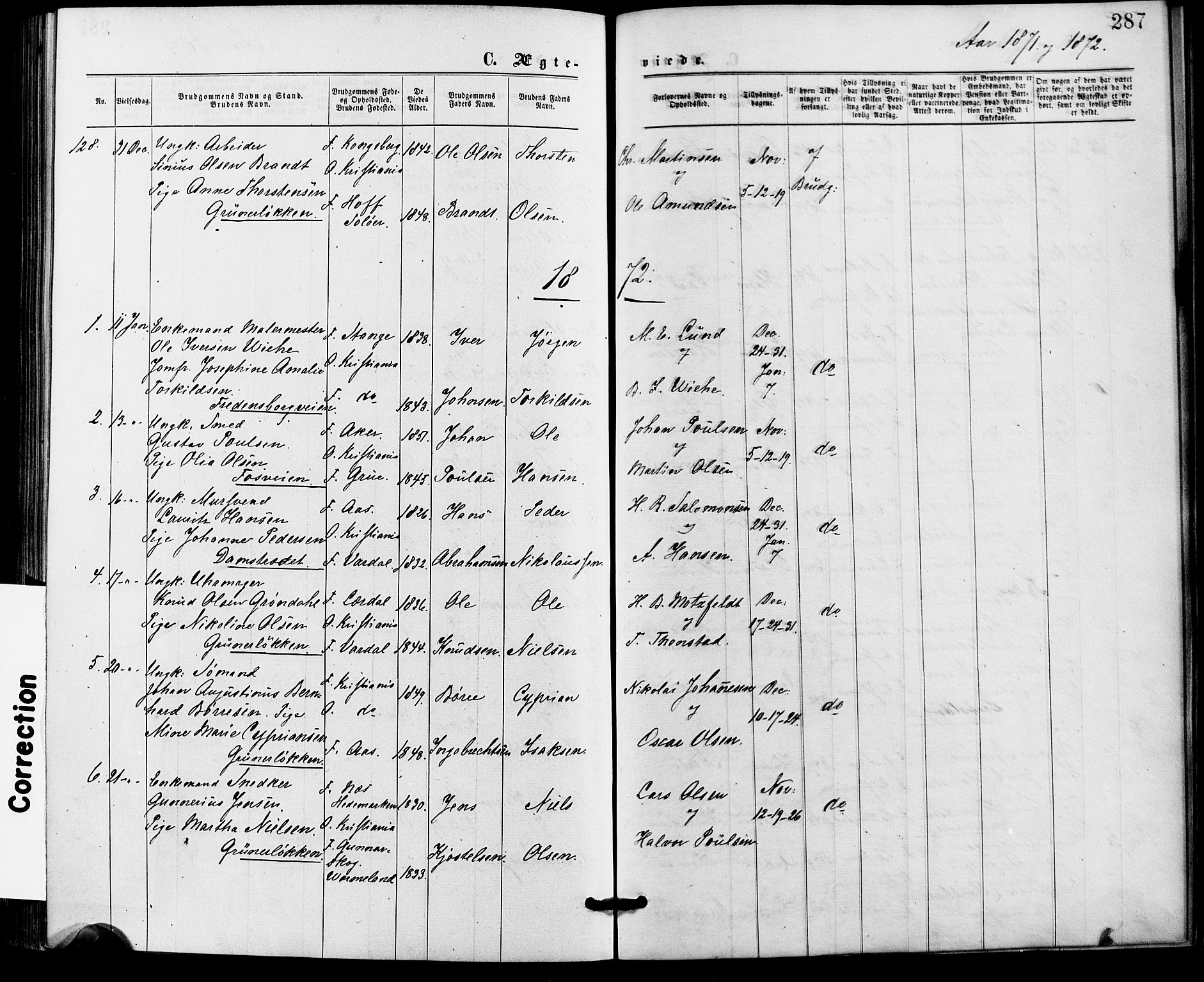 Gamle Aker prestekontor Kirkebøker, AV/SAO-A-10617a/G/L0003: Parish register (copy) no. 3, 1869-1874, p. 287