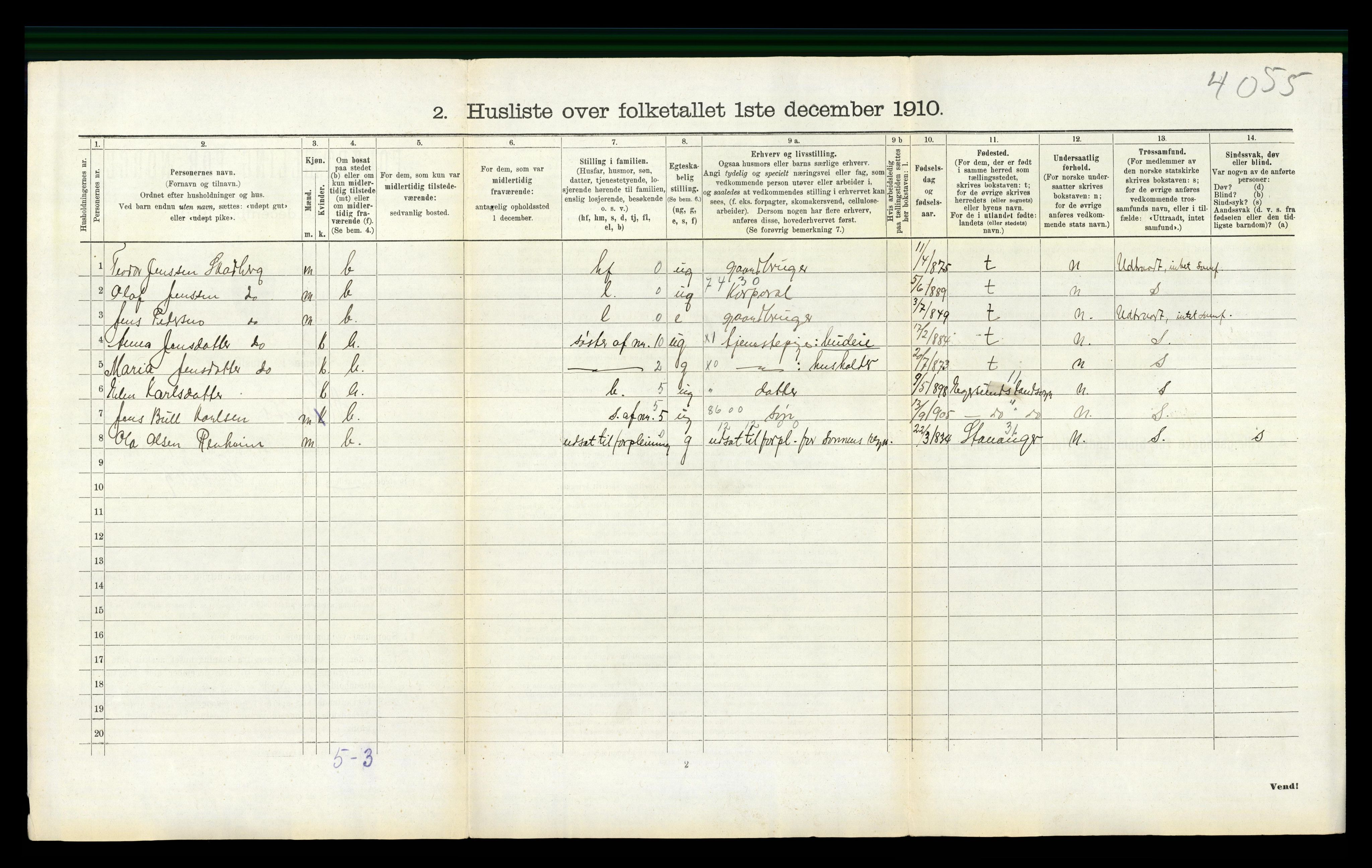 RA, 1910 census for Håland, 1910, p. 910