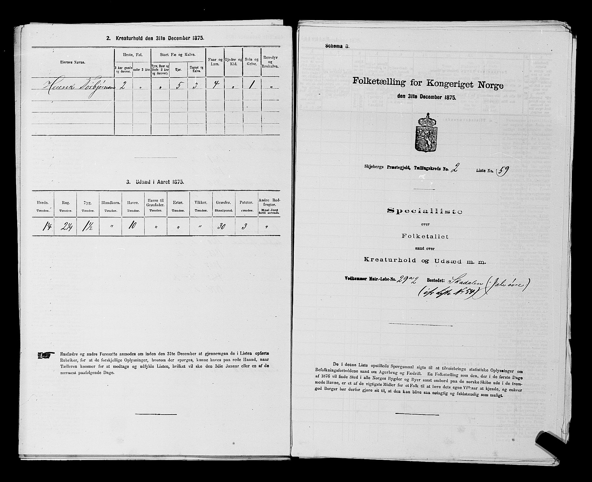 RA, 1875 census for 0115P Skjeberg, 1875, p. 346