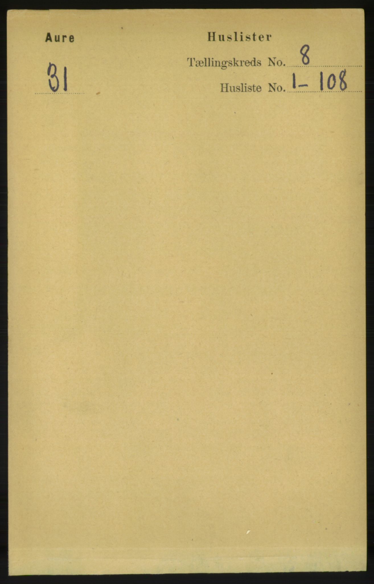 RA, 1891 census for 1569 Aure, 1891, p. 4186