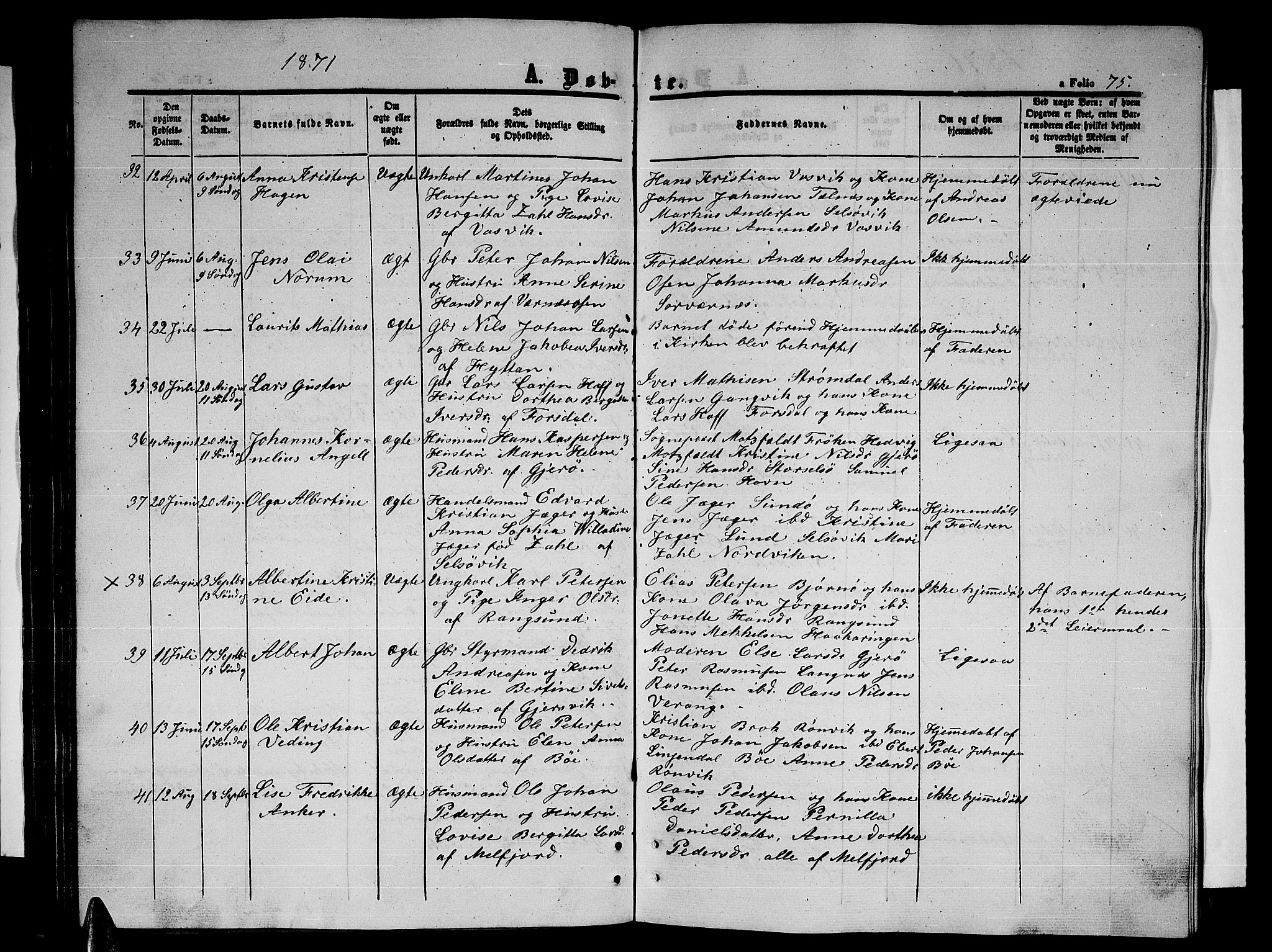 Ministerialprotokoller, klokkerbøker og fødselsregistre - Nordland, SAT/A-1459/841/L0619: Parish register (copy) no. 841C03, 1856-1876, p. 75
