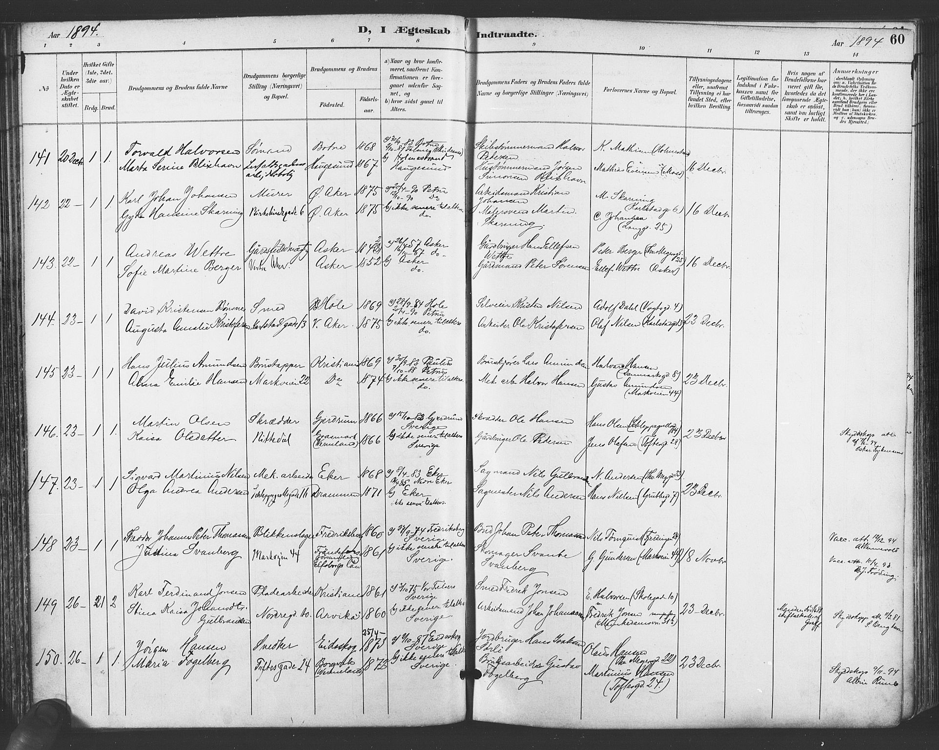 Paulus prestekontor Kirkebøker, AV/SAO-A-10871/F/Fa/L0009: Parish register (official) no. 9, 1891-1901, p. 60