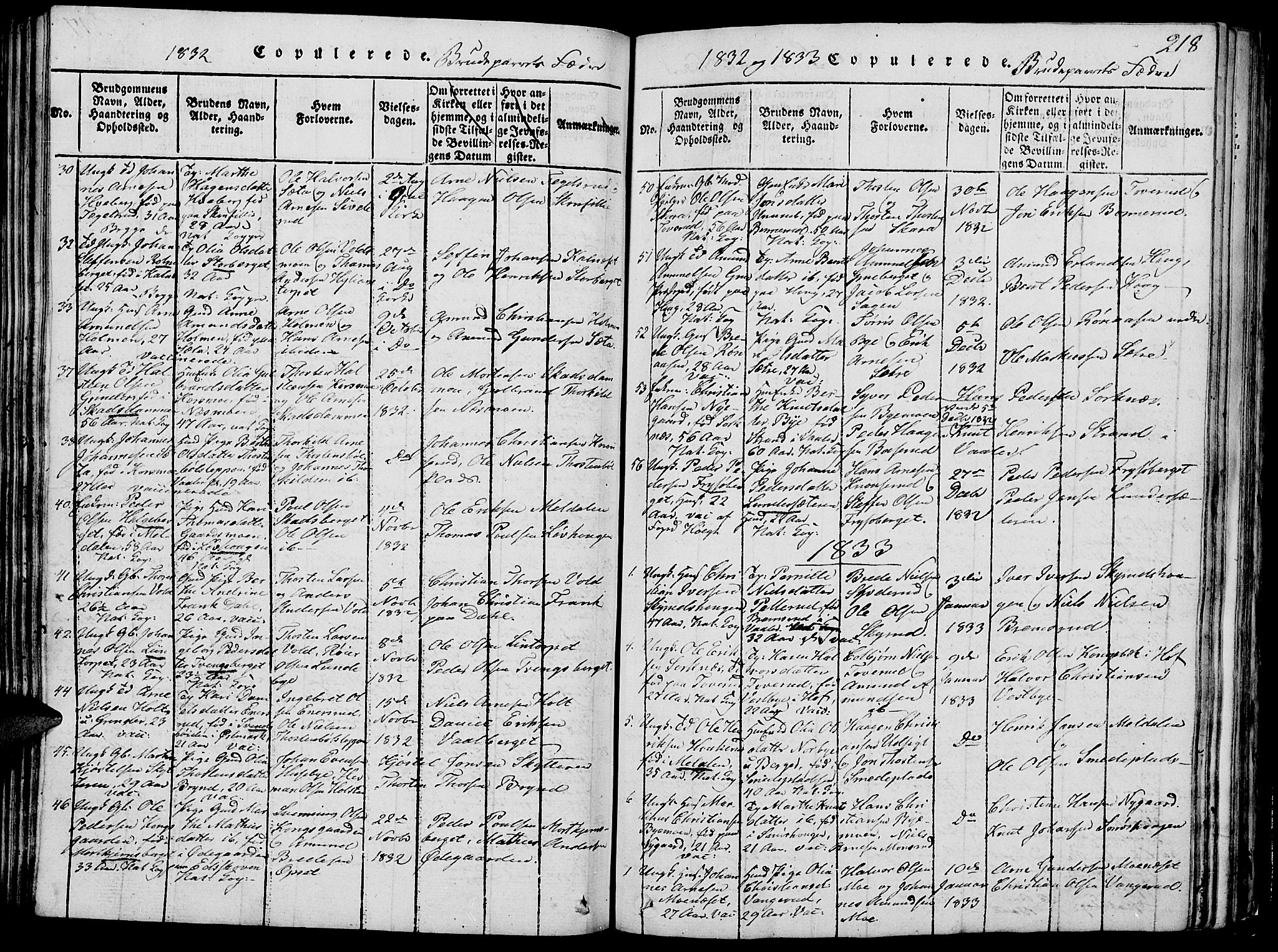 Grue prestekontor, SAH/PREST-036/H/Ha/Hab/L0002: Parish register (copy) no. 2, 1815-1841, p. 218