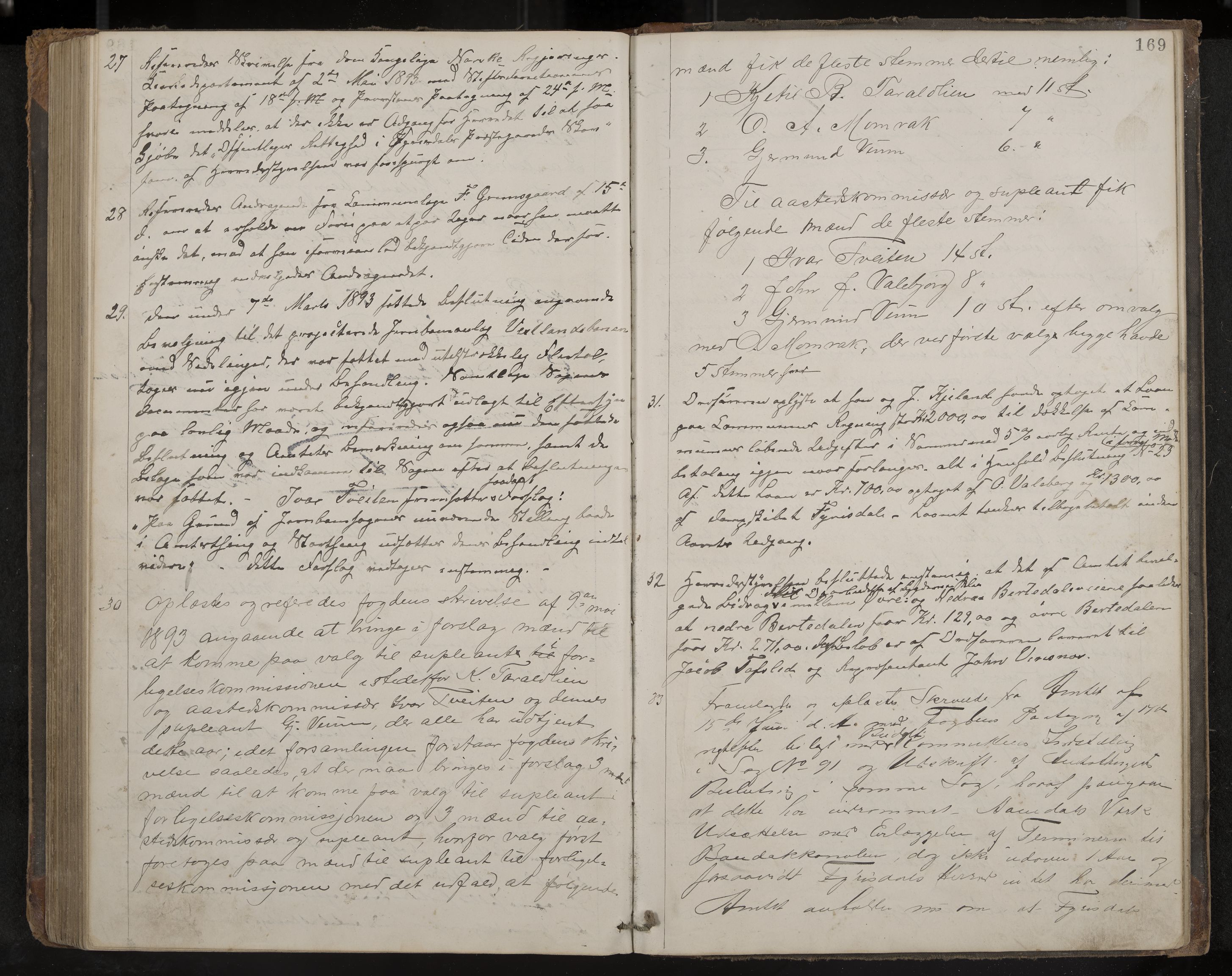 Fyresdal formannskap og sentraladministrasjon, IKAK/0831021-1/Aa/L0002: Møtebok, 1877-1894, p. 169