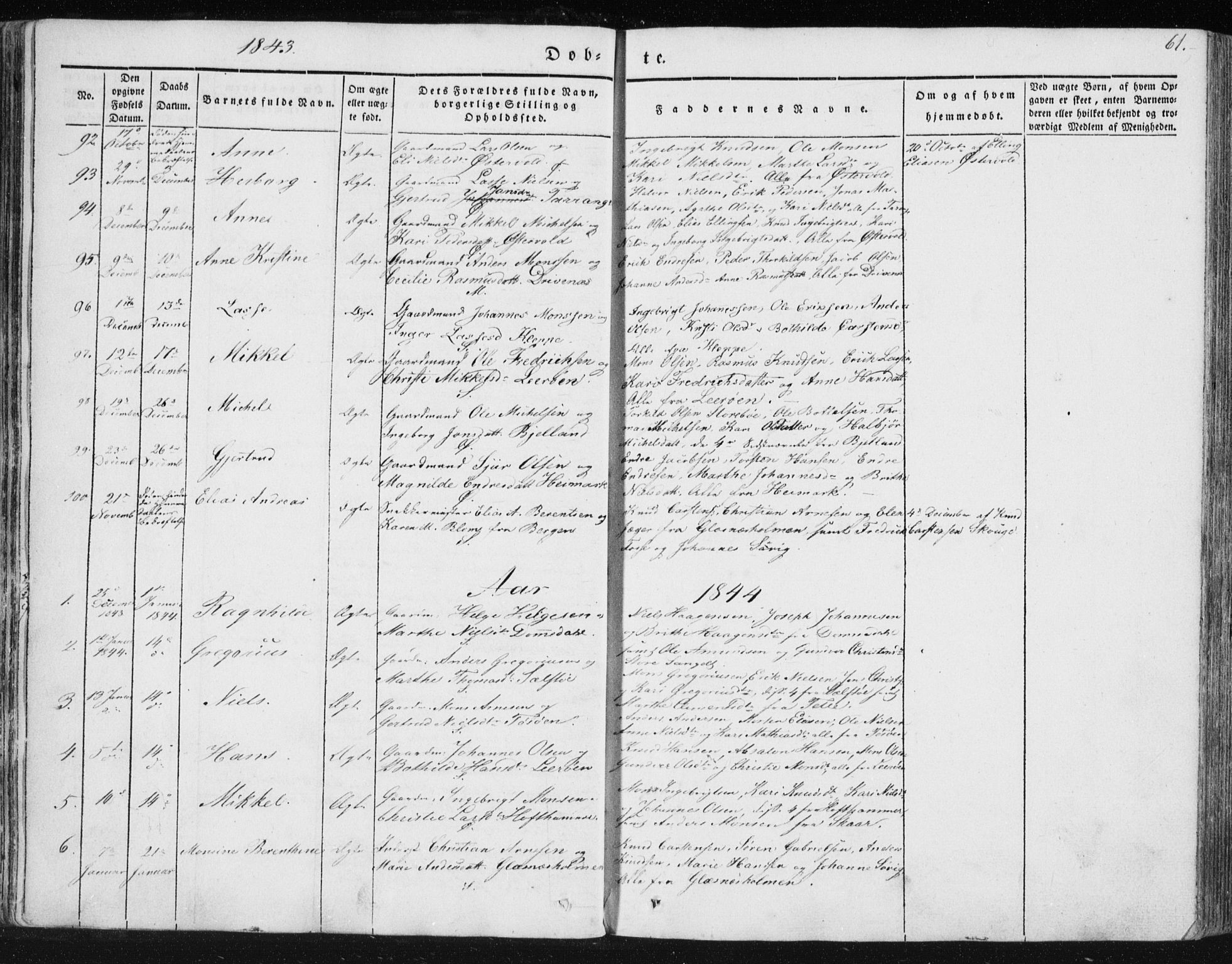 Sund sokneprestembete, SAB/A-99930: Parish register (official) no. A 13, 1835-1849, p. 61