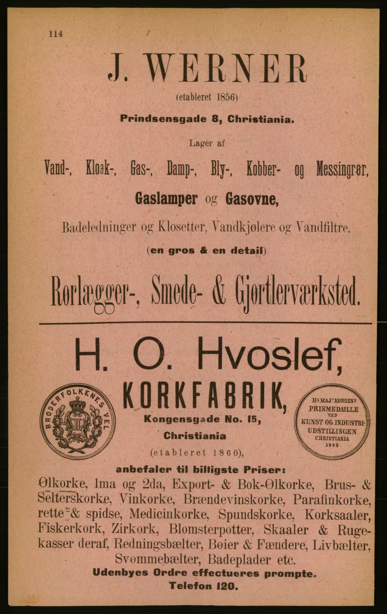 Kristiania/Oslo adressebok, PUBL/-, 1889, p. 114