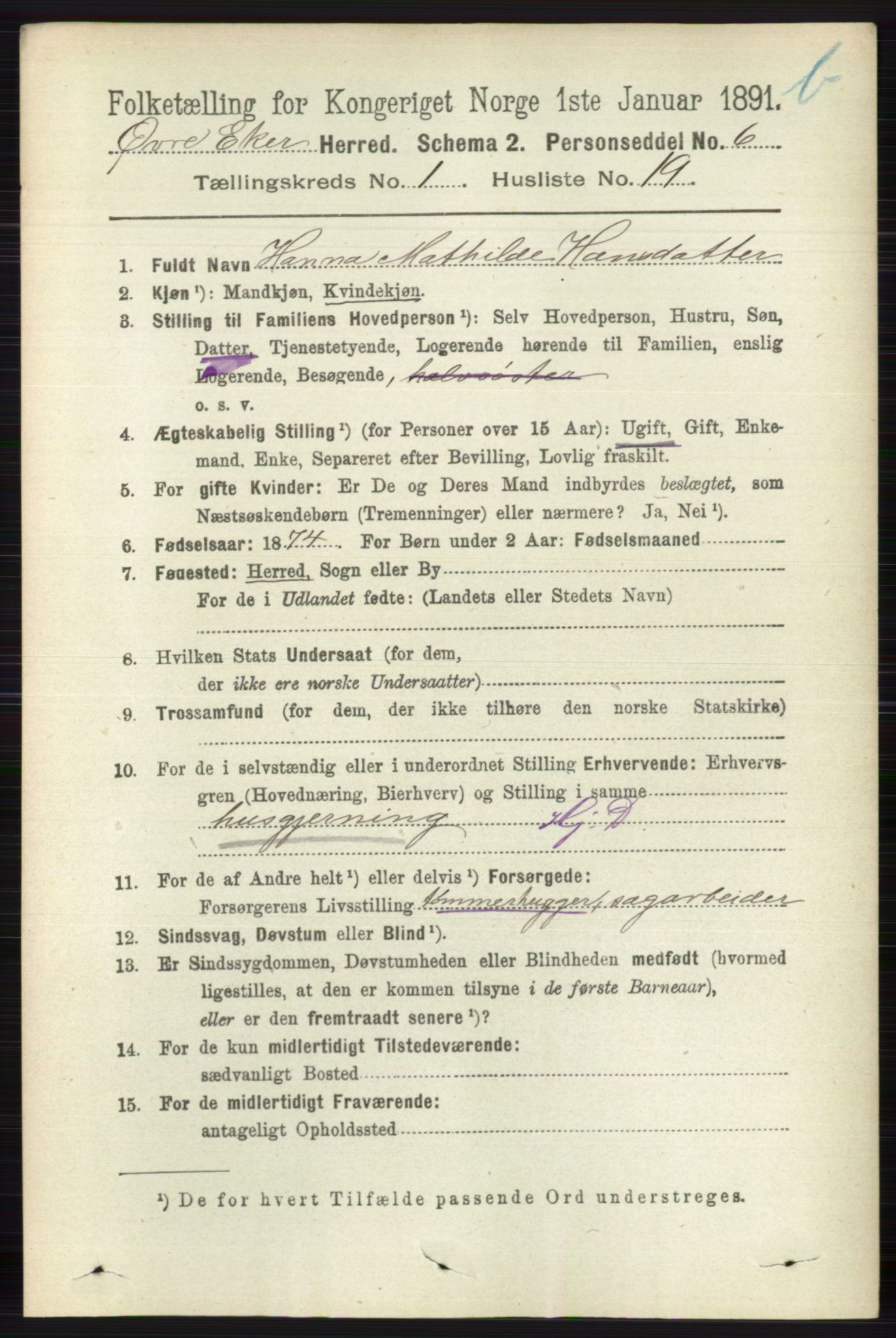 RA, 1891 census for 0624 Øvre Eiker, 1891, p. 7924