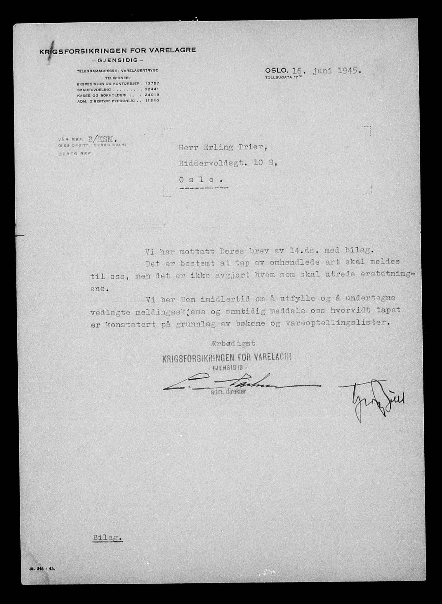 Justisdepartementet, Tilbakeføringskontoret for inndratte formuer, AV/RA-S-1564/H/Hc/Hcc/L0984: --, 1945-1947, p. 206
