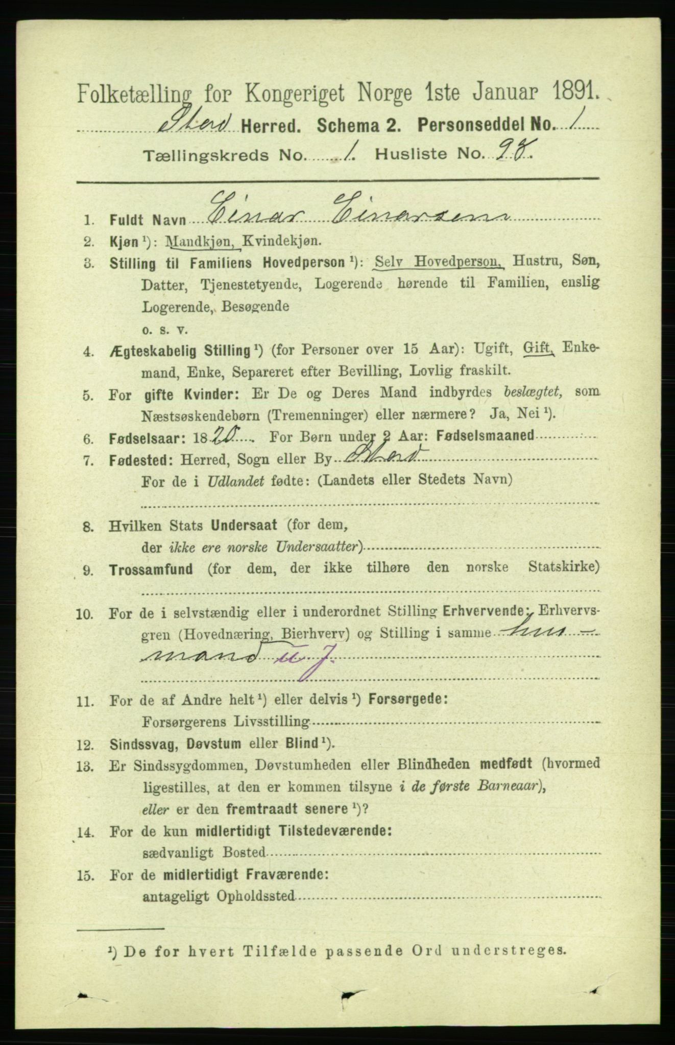 RA, 1891 census for 1734 Stod, 1891, p. 591