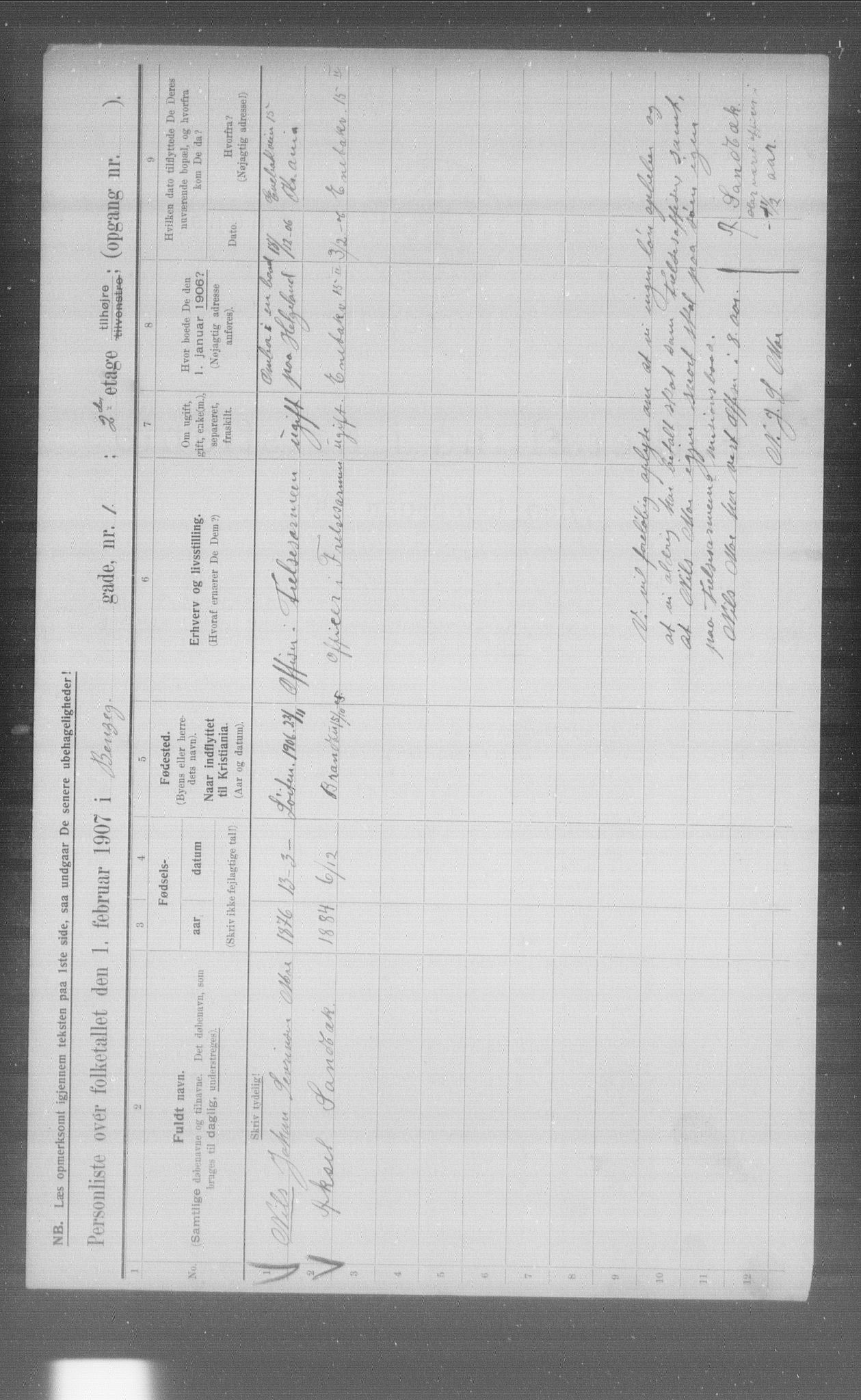 OBA, Municipal Census 1907 for Kristiania, 1907, p. 1922