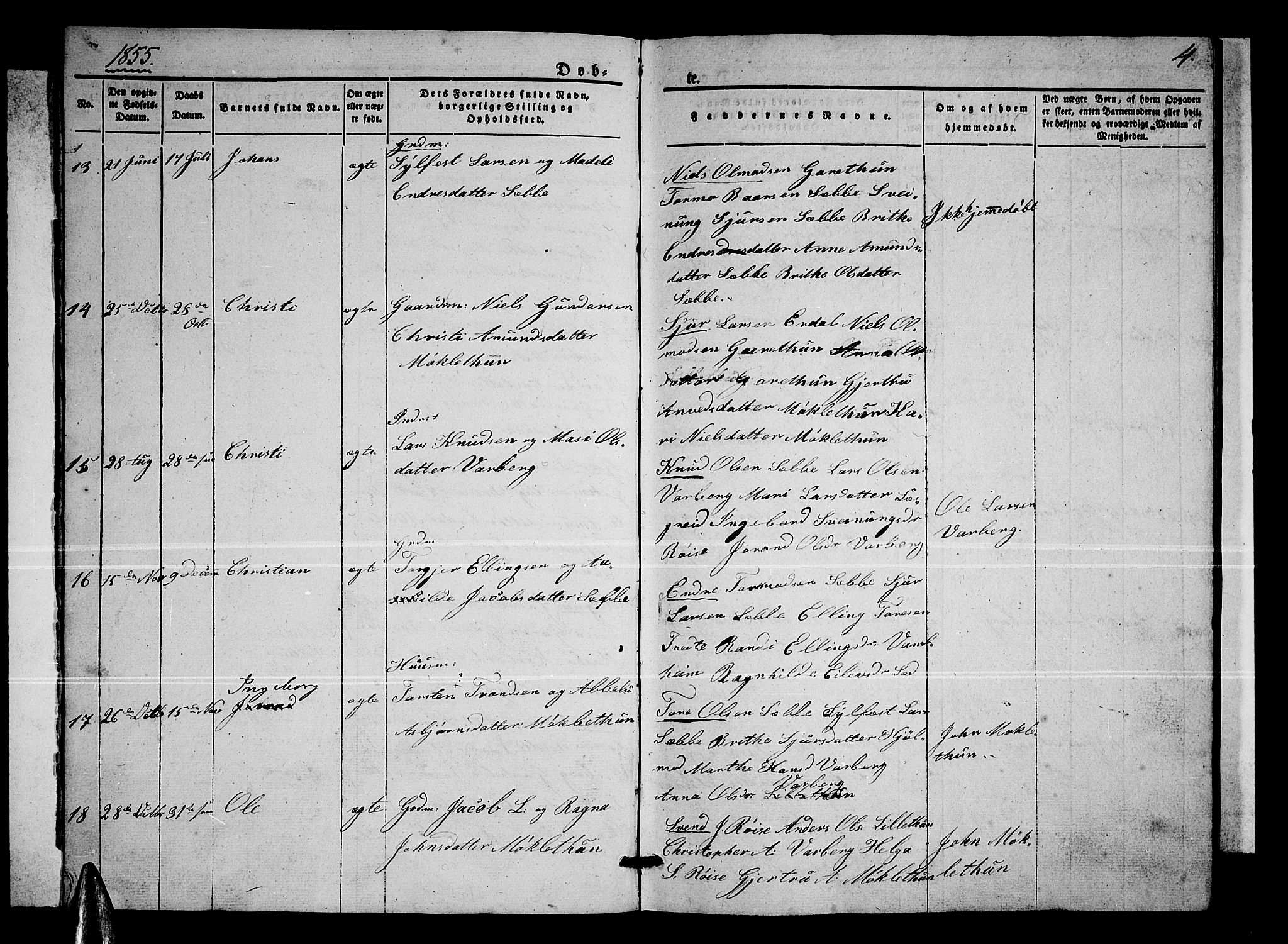 Ullensvang sokneprestembete, SAB/A-78701/H/Hab: Parish register (copy) no. C 1, 1855-1871, p. 4