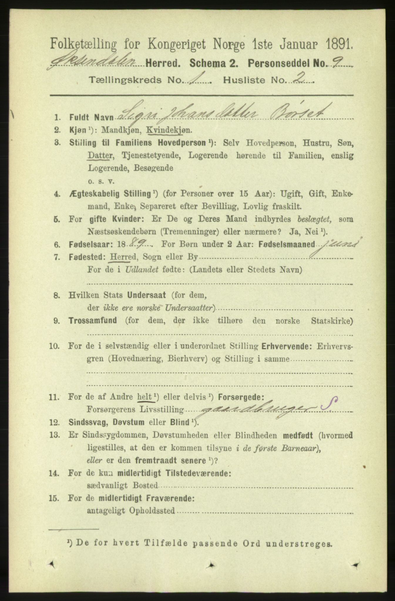 RA, 1891 census for 1561 Øksendal, 1891, p. 58