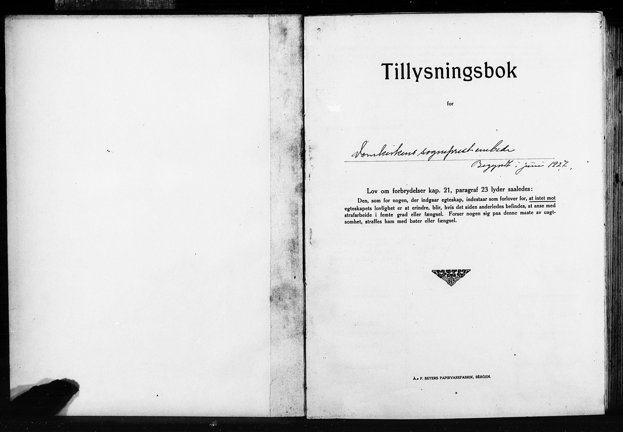 Domkirken sokneprestembete, SAB/A-74801: Best man's statements no. II.5.15, 1927-1932, p. 1