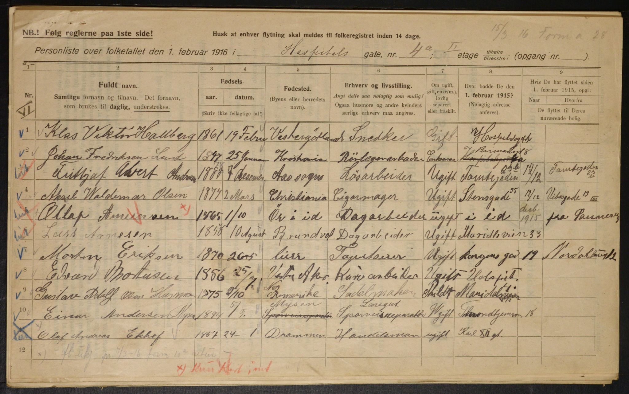 OBA, Municipal Census 1916 for Kristiania, 1916, p. 42092