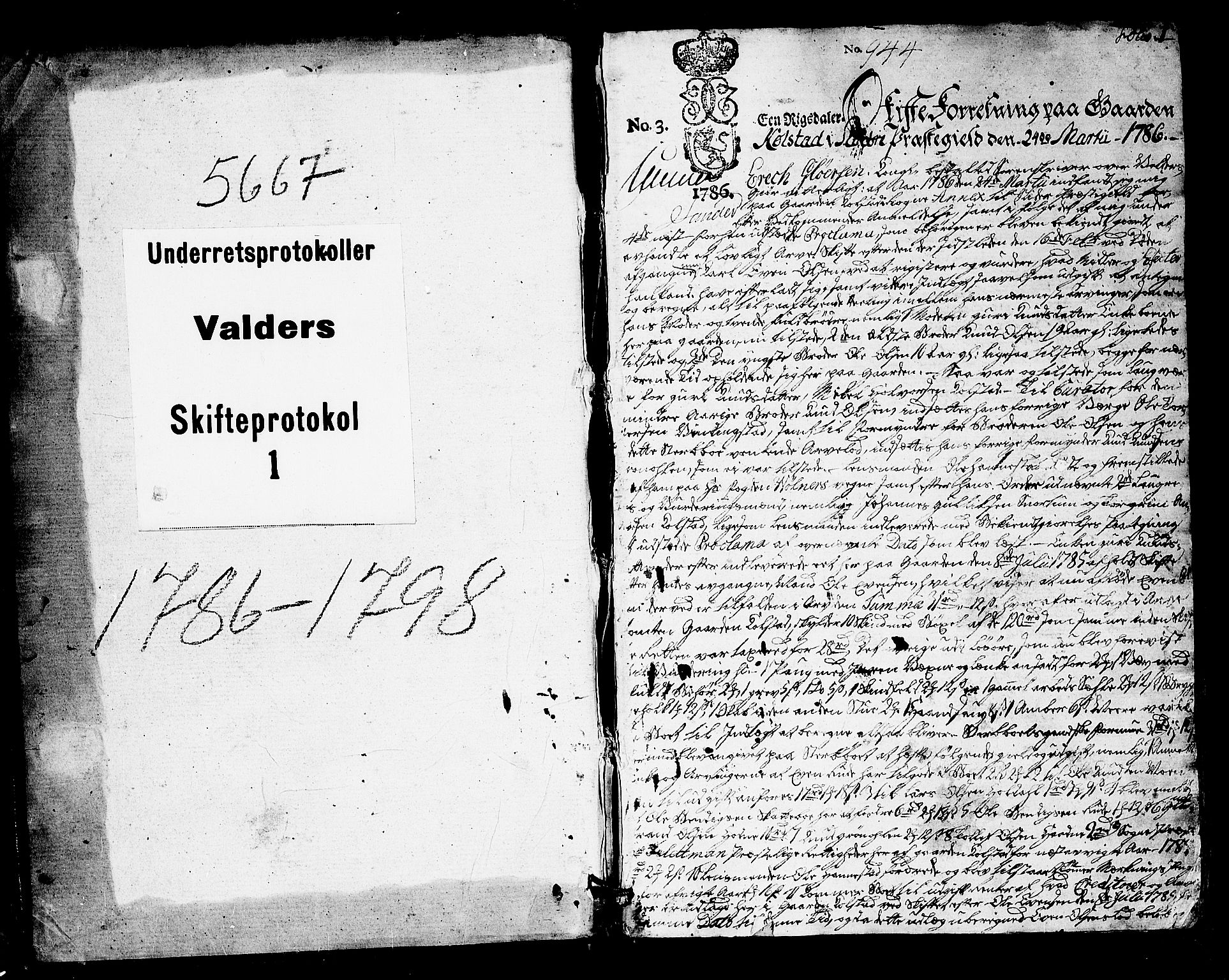 Valdres sorenskriveri, SAH/TING-016/J/Ja/Jaa/L0001: Skifteprotokoll, 1786-1798, p. 0b-1a