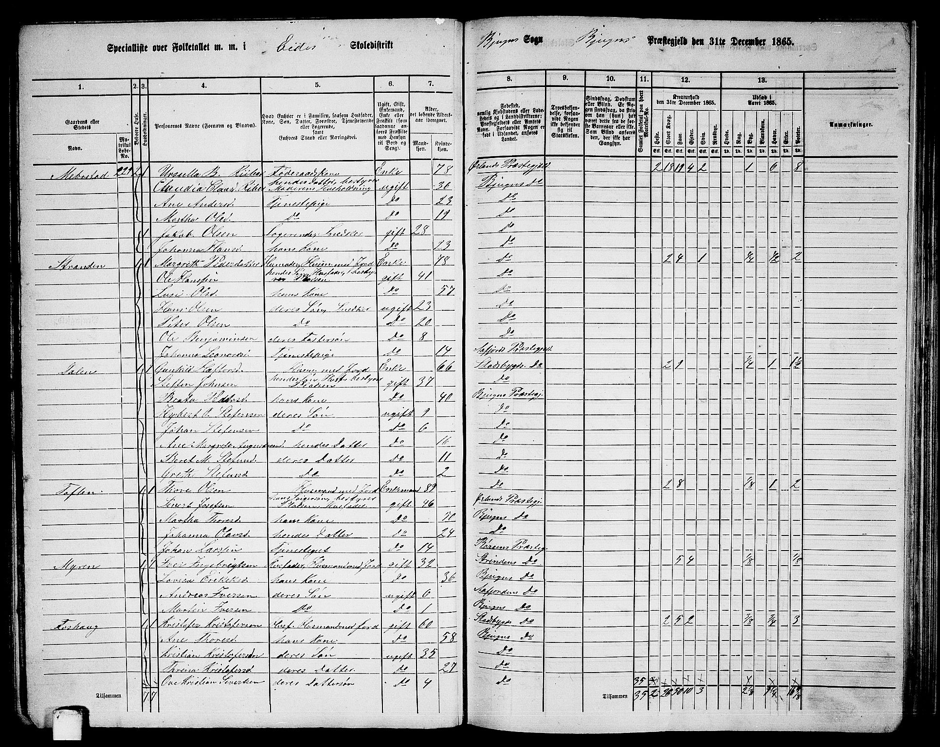 RA, 1865 census for Bjugn, 1865, p. 67