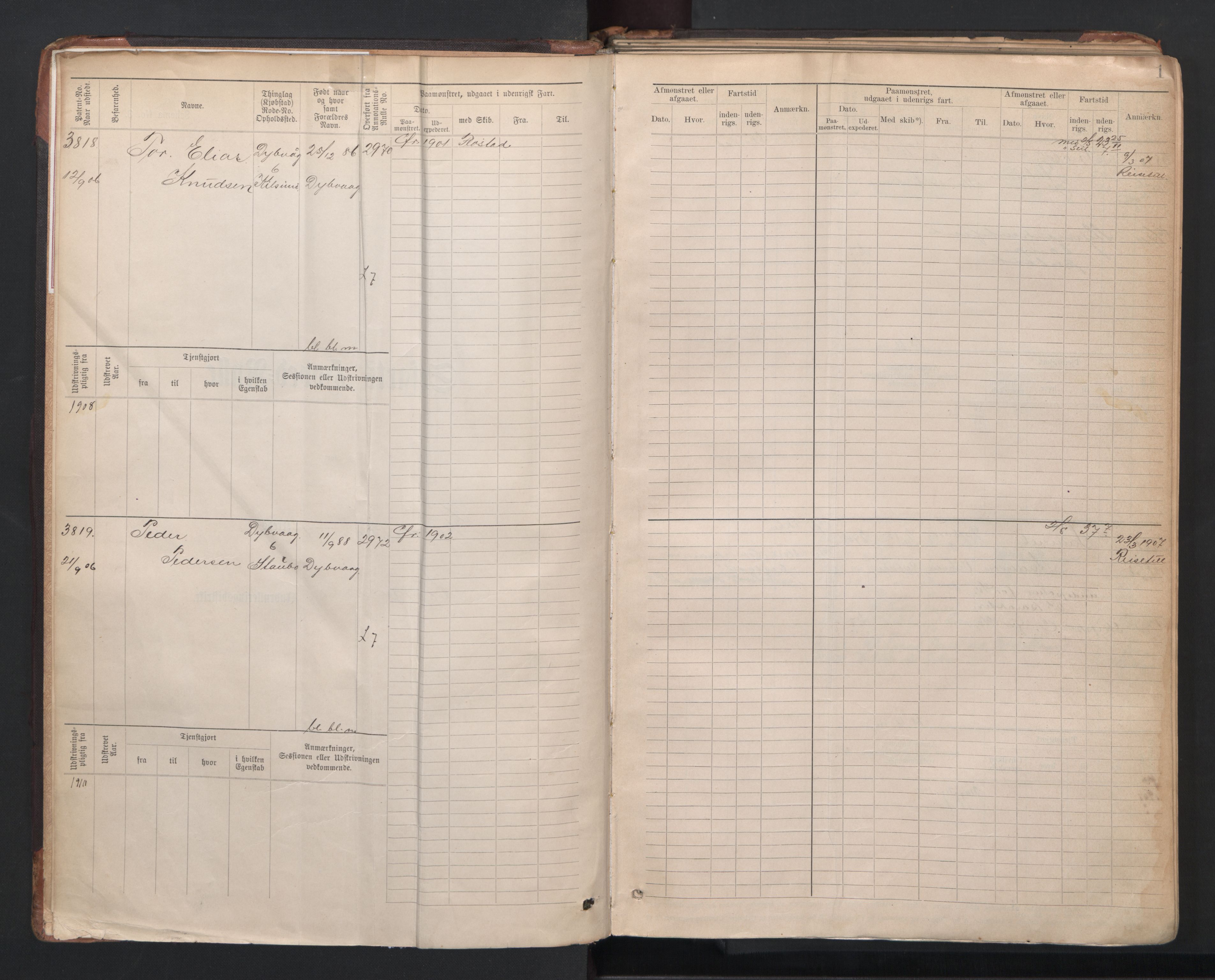 Tvedestrand mønstringskrets, AV/SAK-2031-0011/F/Fb/L0006: Hovedrulle A nr 3818-4409, R-7, 1905-1948, p. 4