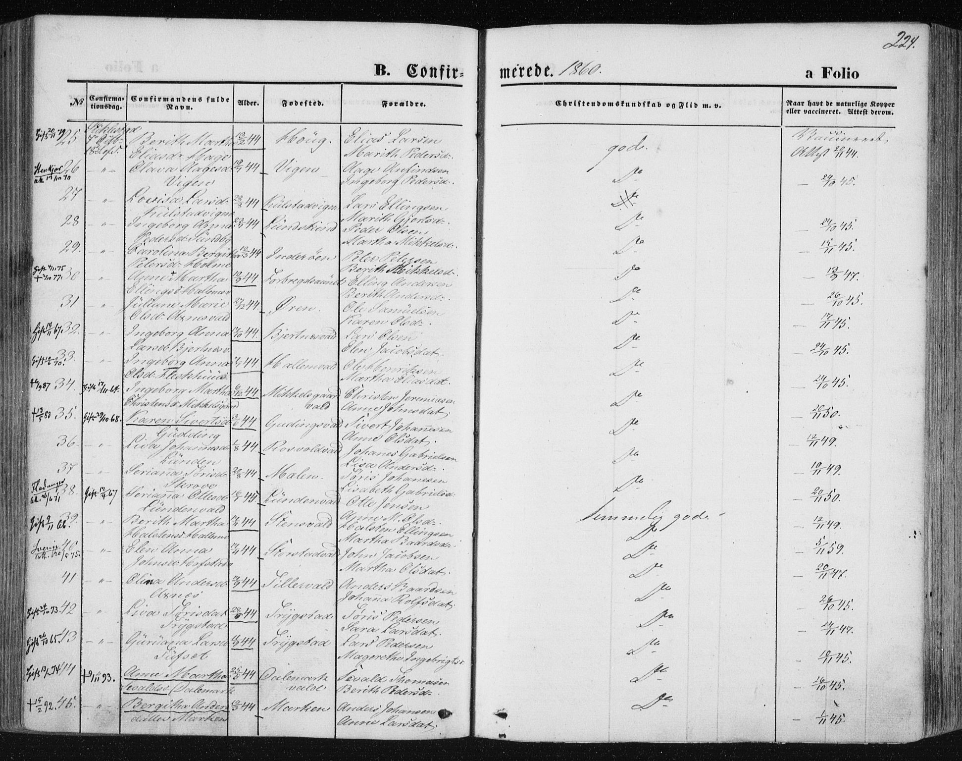 Ministerialprotokoller, klokkerbøker og fødselsregistre - Nord-Trøndelag, SAT/A-1458/723/L0241: Parish register (official) no. 723A10, 1860-1869, p. 224