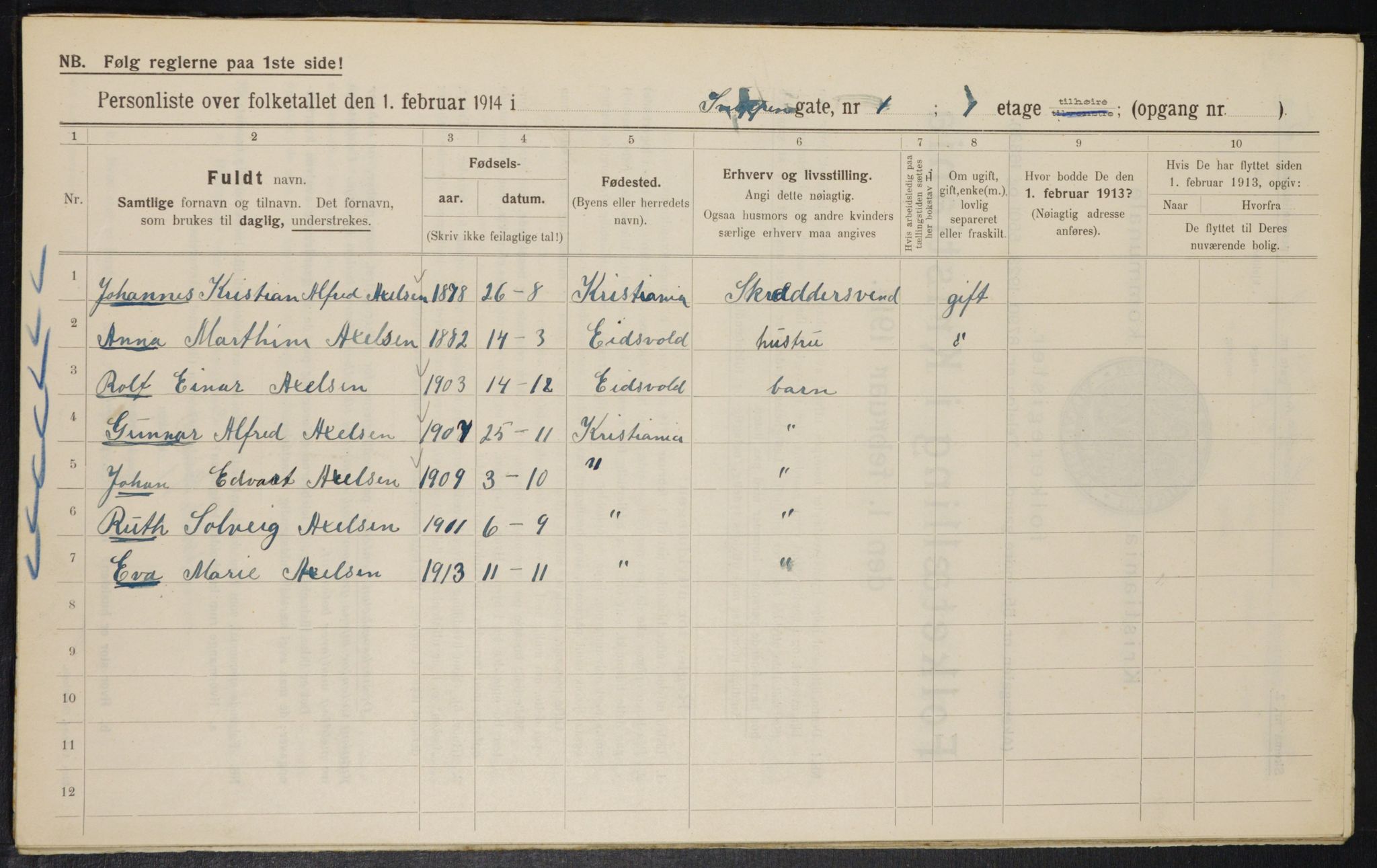 OBA, Municipal Census 1914 for Kristiania, 1914, p. 97844