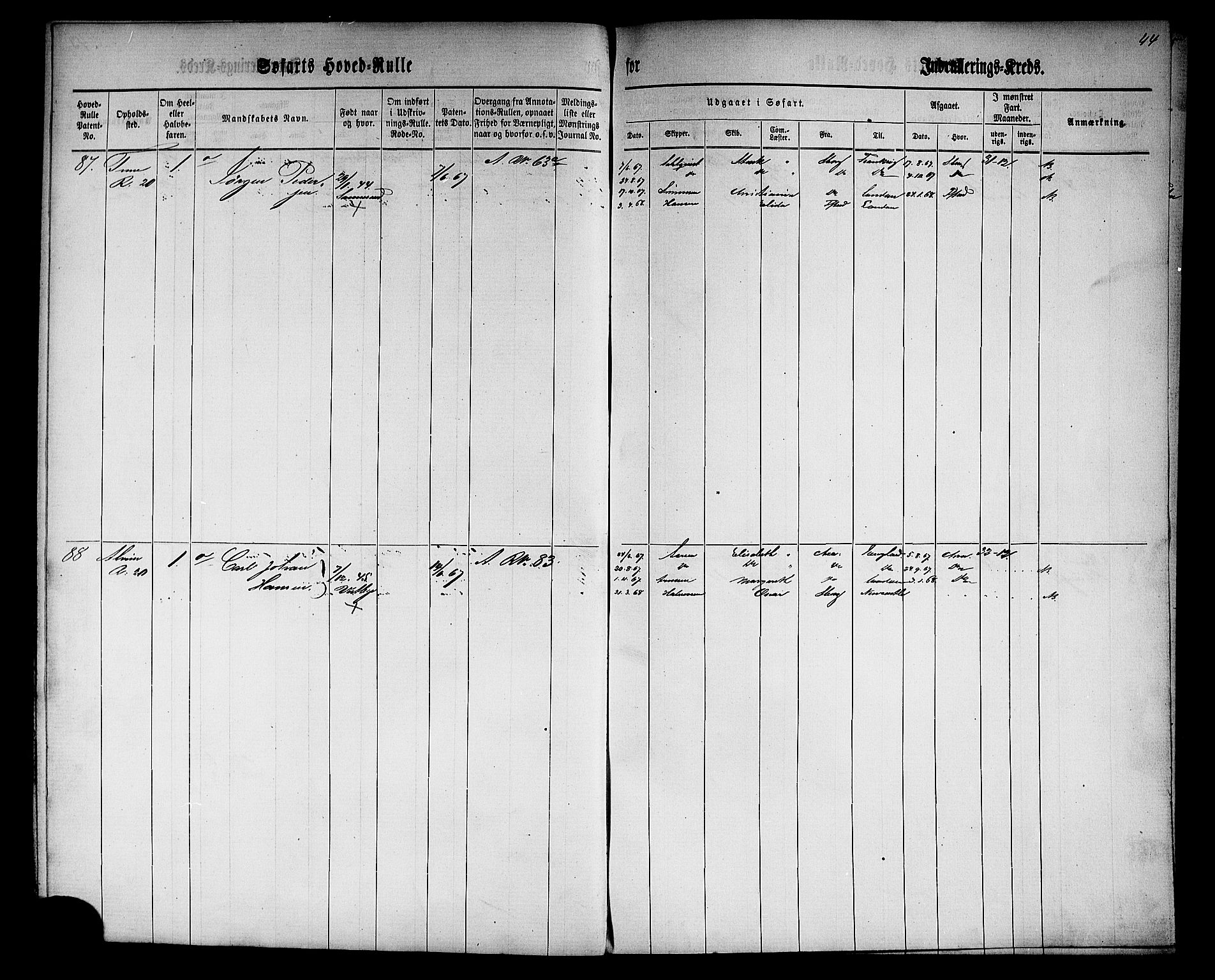 Sarpsborg mønstringskontor, SAO/A-10569c/F/Fc/Fcb/L0001: Hovedrulle, 1860, p. 46