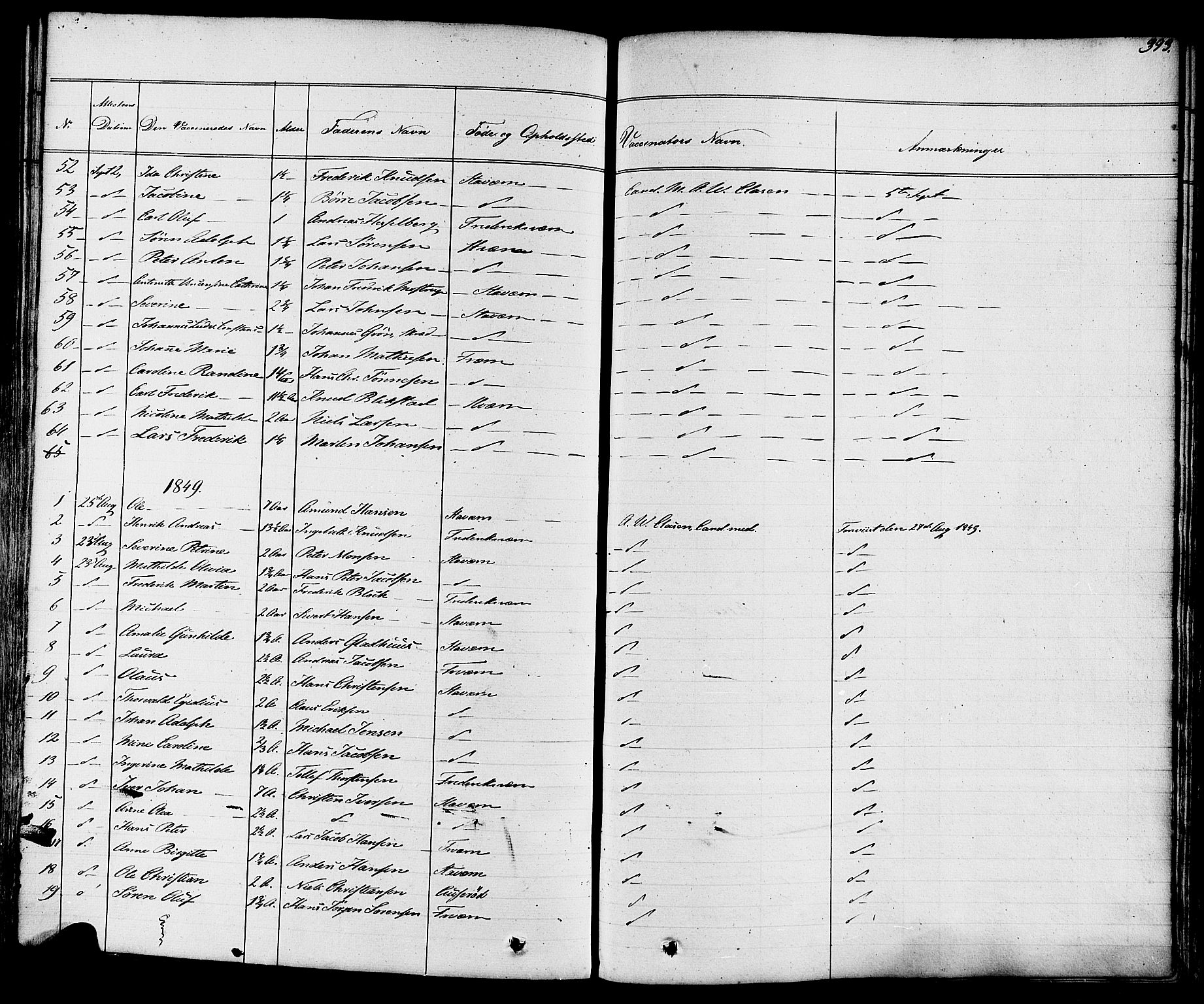 Stavern kirkebøker, AV/SAKO-A-318/F/Fa/L0007: Parish register (official) no. 7, 1840-1877, p. 393