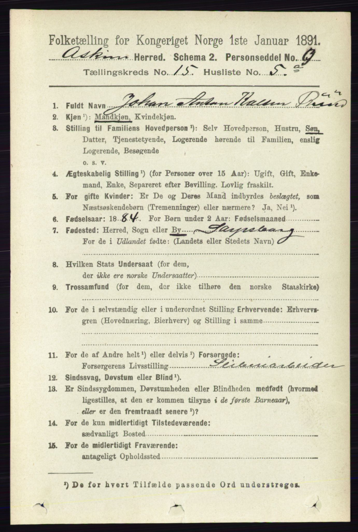 RA, 1891 census for 0124 Askim, 1891, p. 2463