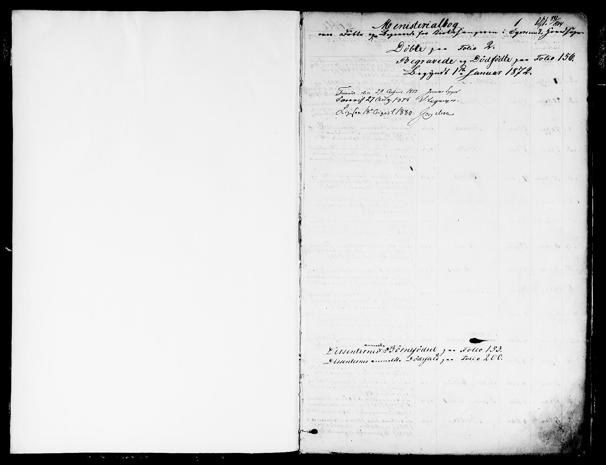 Eigersund sokneprestkontor, AV/SAST-A-101807/S09/L0005: Parish register (copy) no. B 5, 1872-1881, p. 1