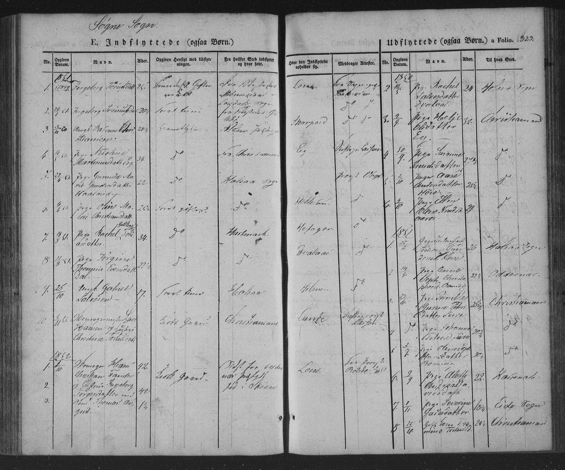 Søgne sokneprestkontor, AV/SAK-1111-0037/F/Fa/Fab/L0009: Parish register (official) no. A 9, 1838-1853, p. 323