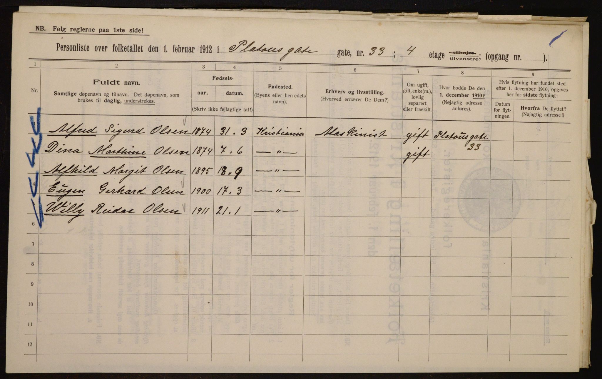 OBA, Municipal Census 1912 for Kristiania, 1912, p. 81373