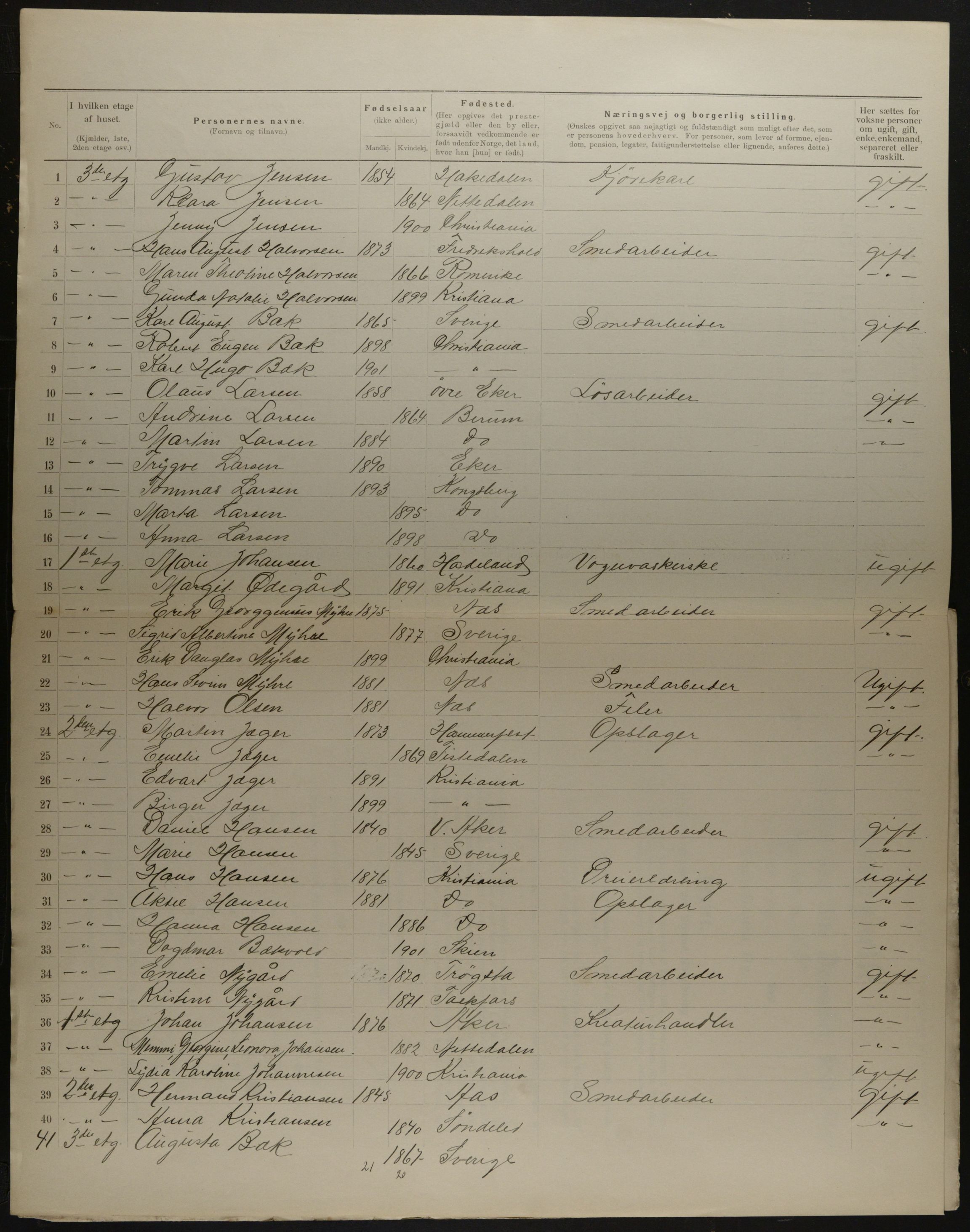 OBA, Municipal Census 1901 for Kristiania, 1901, p. 16800